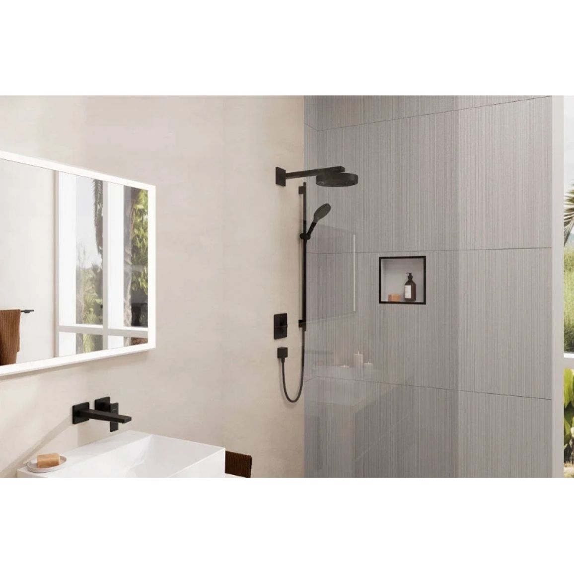 Душовий набір Hansgrohe Rainfinity 130 3jet Puro S 90 см  Matt Black Hansgrohe (28743670)