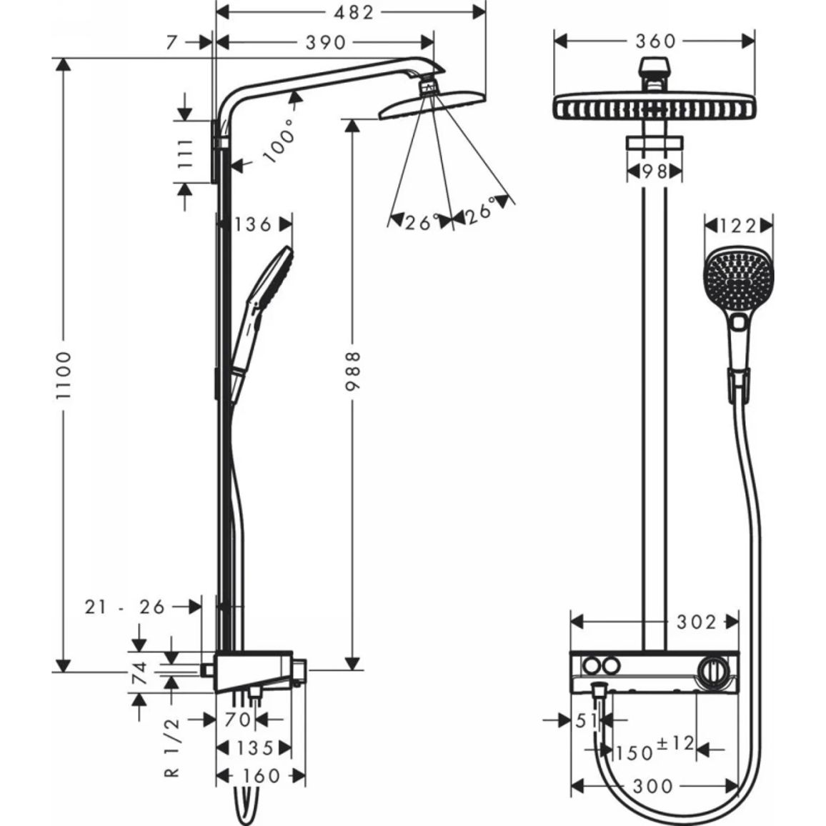 Душова система Hansgrohe Raindance E Showerpipe 360 1jet Hansgrohe (27288400) Душова система Hansgrohe Raindance E Showerpipe 360 1jet Hansgrohe (27288400)
