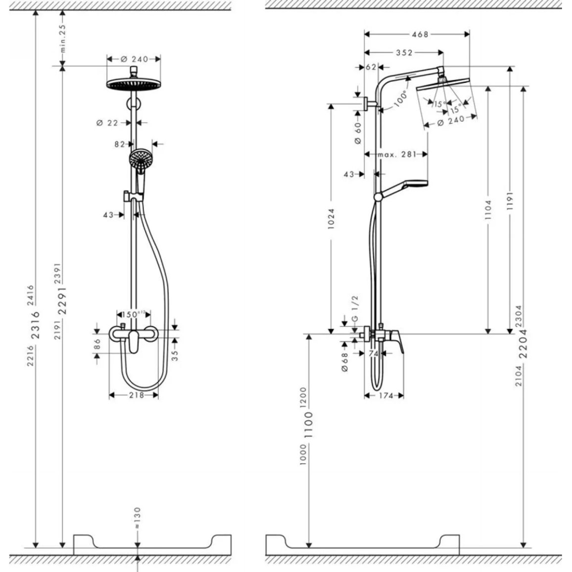 Душова система Hansgrohe Crometta S 240 1jet Showerpipe  Chrome Hansgrohe (27269000)