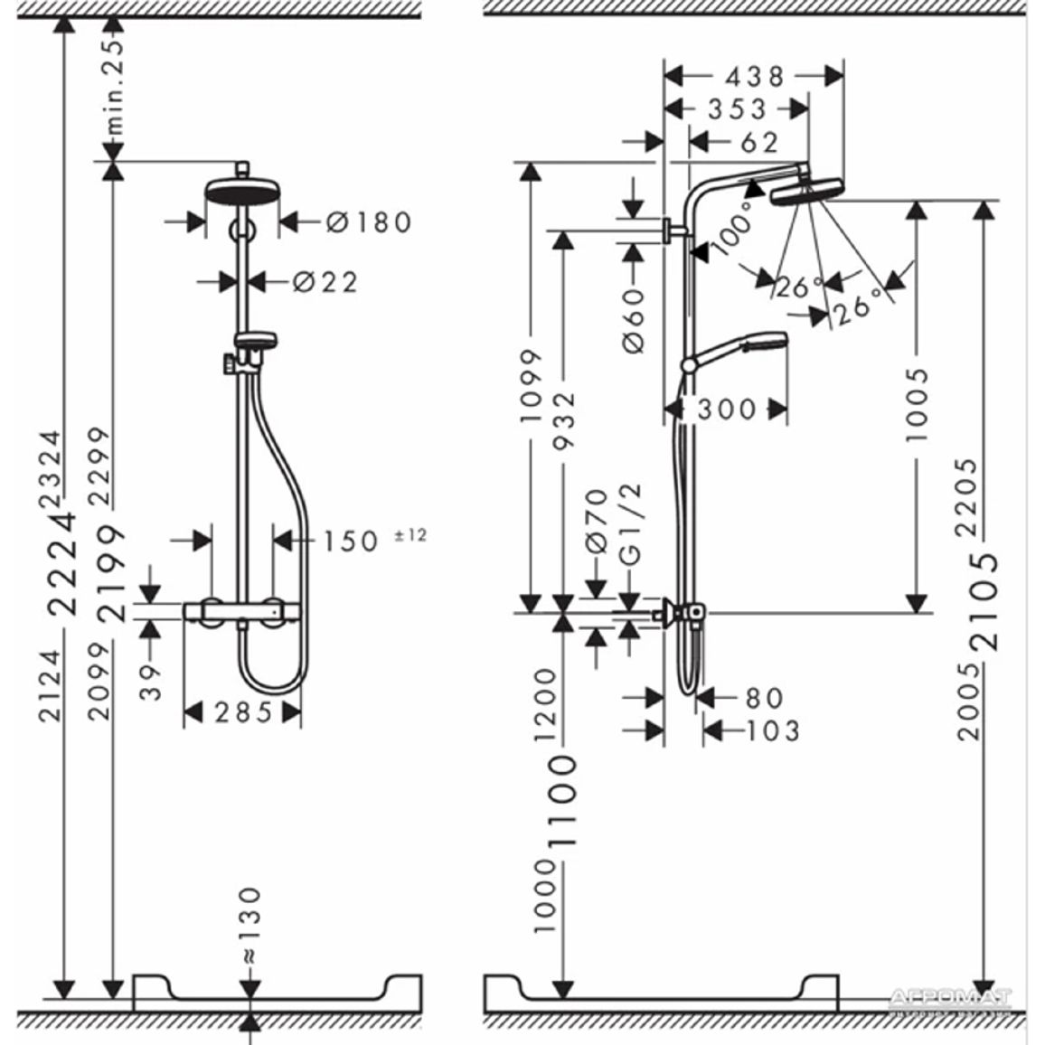 Душова система Crometta 160 1jet Showerpipe з термостатом White/Chrome Hansgrohe (27264400) Душова система Crometta 160 1jet Showerpipe з термостатом White/Chrome Hansgrohe (27264400)