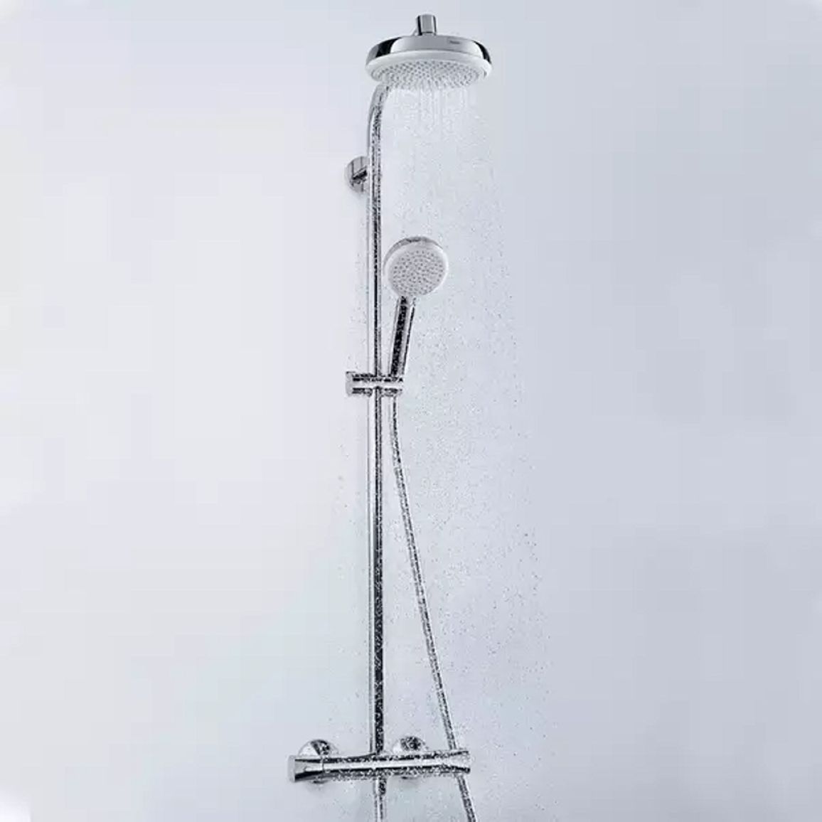 Душова система Crometta 160 1jet Showerpipe з термостатом White/Chrome Hansgrohe (27264400) Душова система Crometta 160 1jet Showerpipe з термостатом White/Chrome Hansgrohe (27264400)