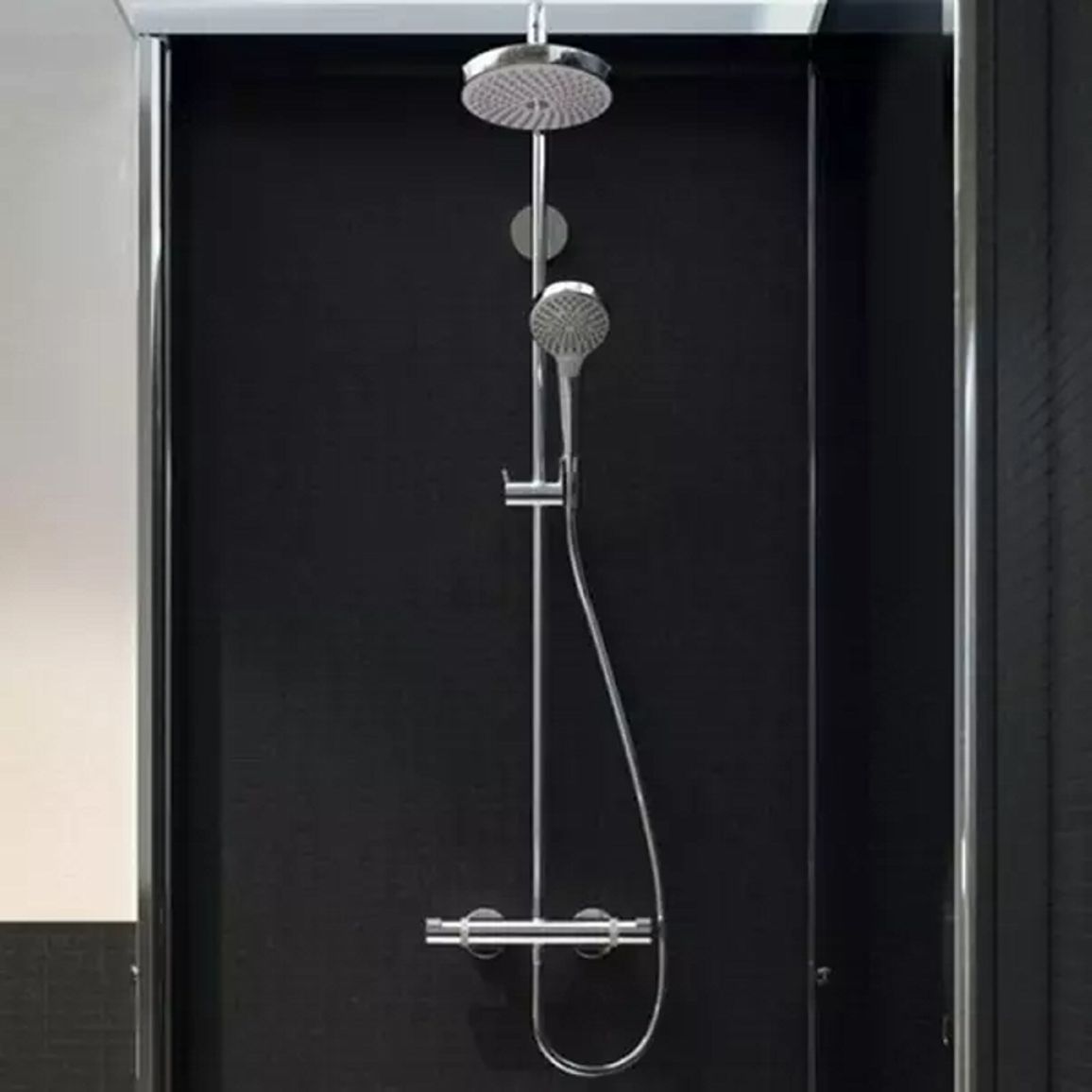 Душова система Croma Select S 180 2jet Showerpipe з термостатом  Chrome/White Hansgrohe (27253400)