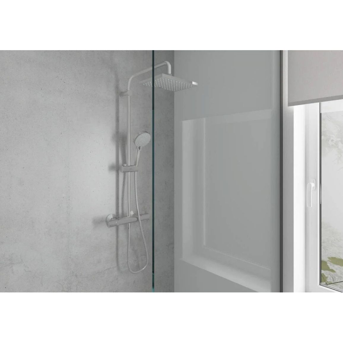 Душова система Vernis Shape Showerpipe 230 1jet із термостатом Chrome Hansgrohe (26286000)
