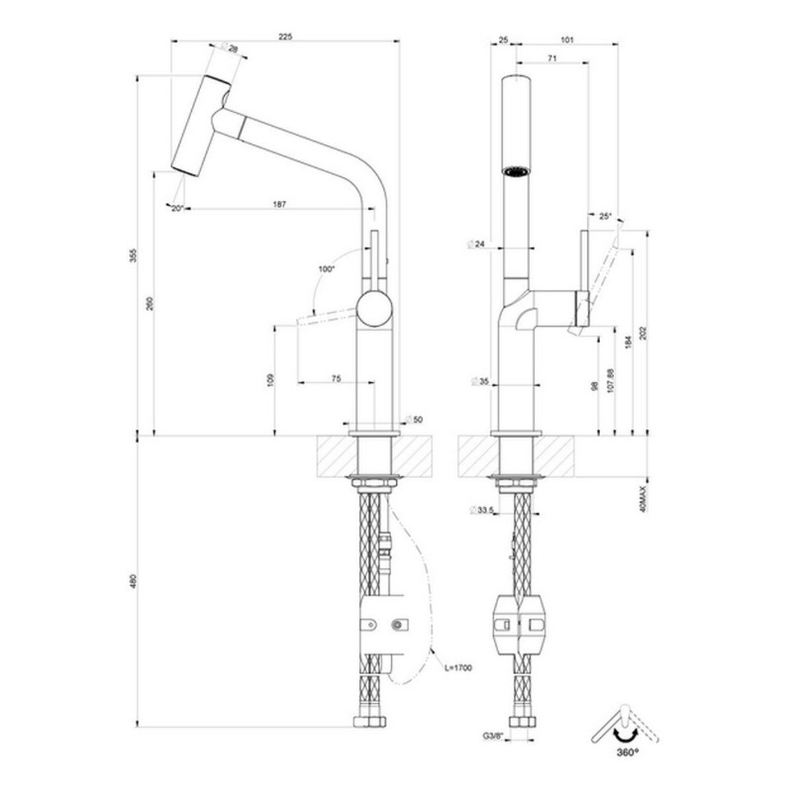 Смеситель для кухни Stelo, Finox Gessi (60313149)