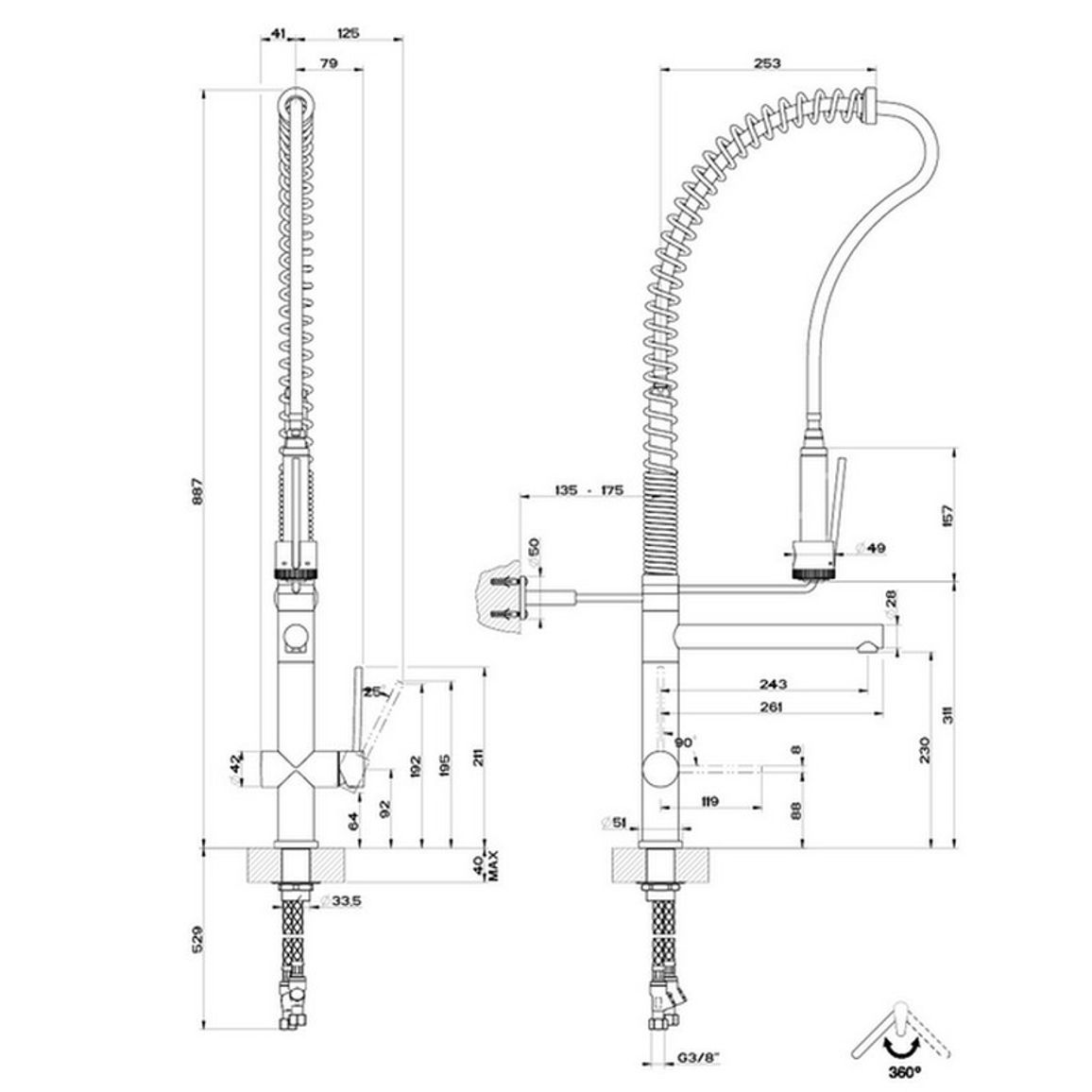 Смеситель для кухни OXIGENE HT, хром Gessi (00941031) Смеситель для кухни OXIGENE HT, хром Gessi (00941031)
