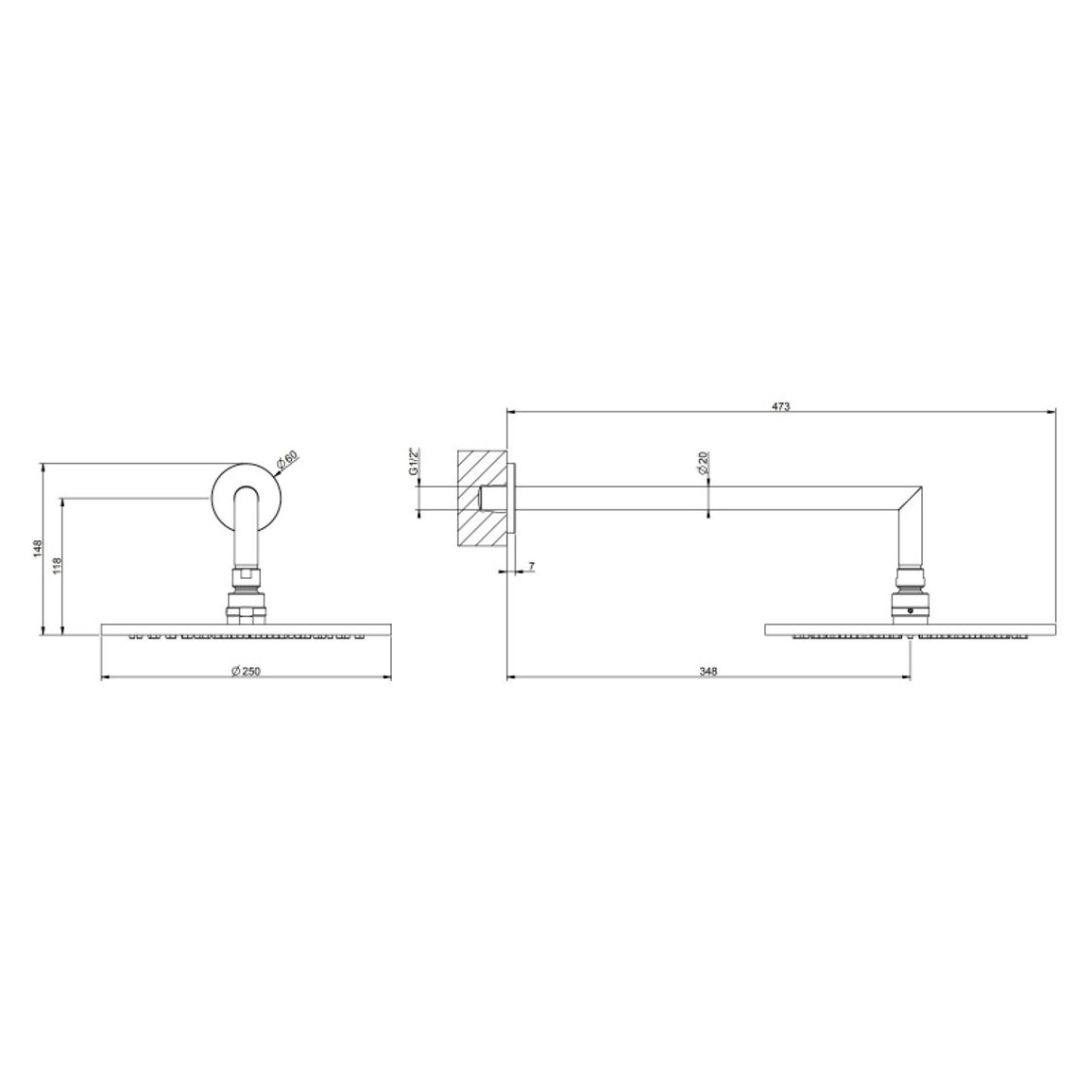 Верхний душ с кронштейном Anello 250 мм, warm bronze brushed PVD Gessi (63348-726)