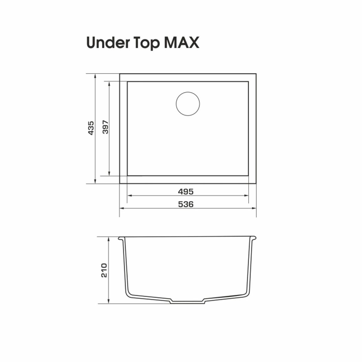 Мойка UNDER TOP MAX grafito (535*435mm.) гранит GRANADO