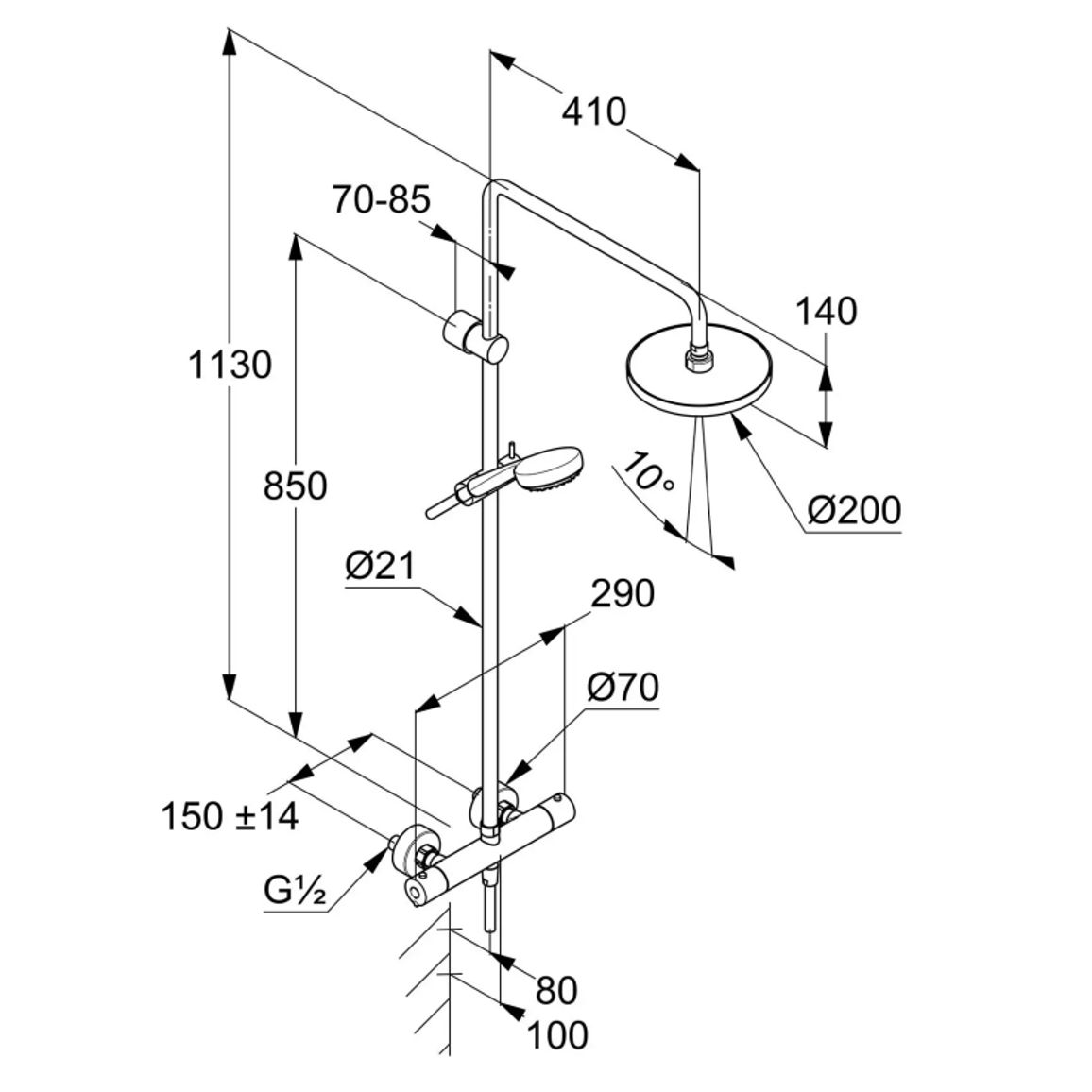 Душевая система с термостатом LOGO NEO DUAL SHOWER SYSTEM DN 15 KLUDI