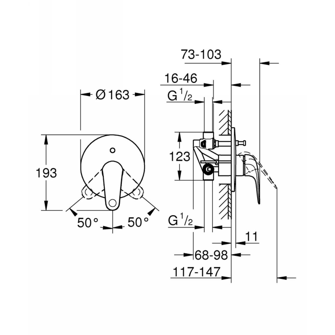 Змішувач для ванни QuickFix Swift прихованого монтажу, хром Grohe Змішувач для ванни QuickFix Swift прихованого монтажу, хром Grohe