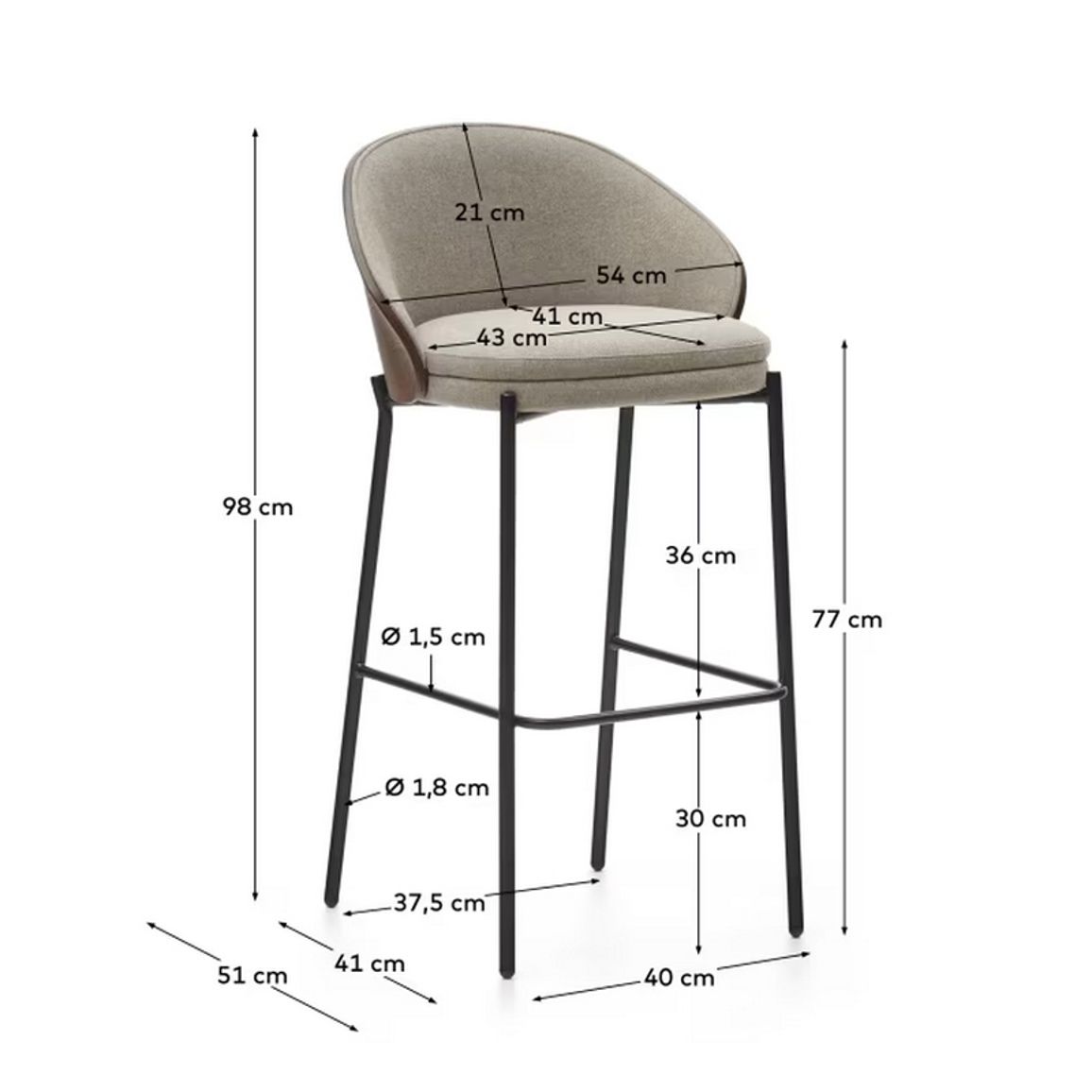 Стул барный Eamy светло-коричневый Стул барный Eamy светло-коричневый