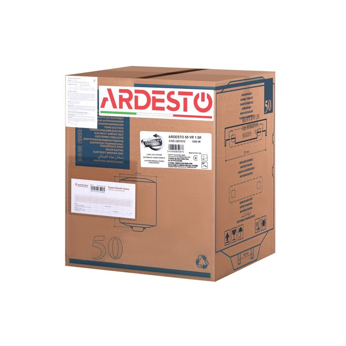 Водонагрівач круглий NEU NTS 50 V 1.5K EU2, 50л, 1,5кВт. мех. кер-ння, ARDESTO (4015008)
