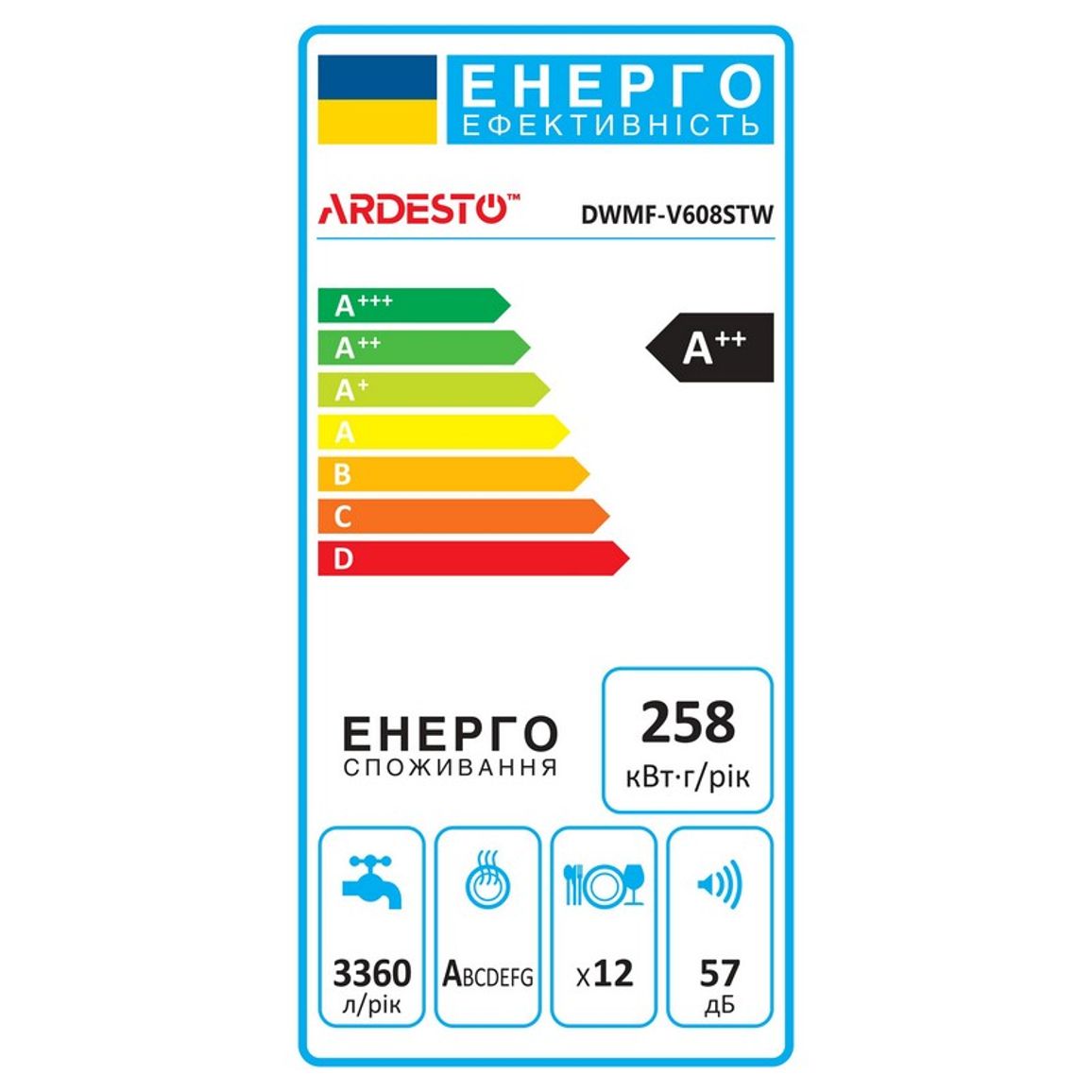 Посудомоечная машина DWMF-V608STW (60см) ARDESTO Посудомоечная машина DWMF-V608STW (60см) ARDESTO