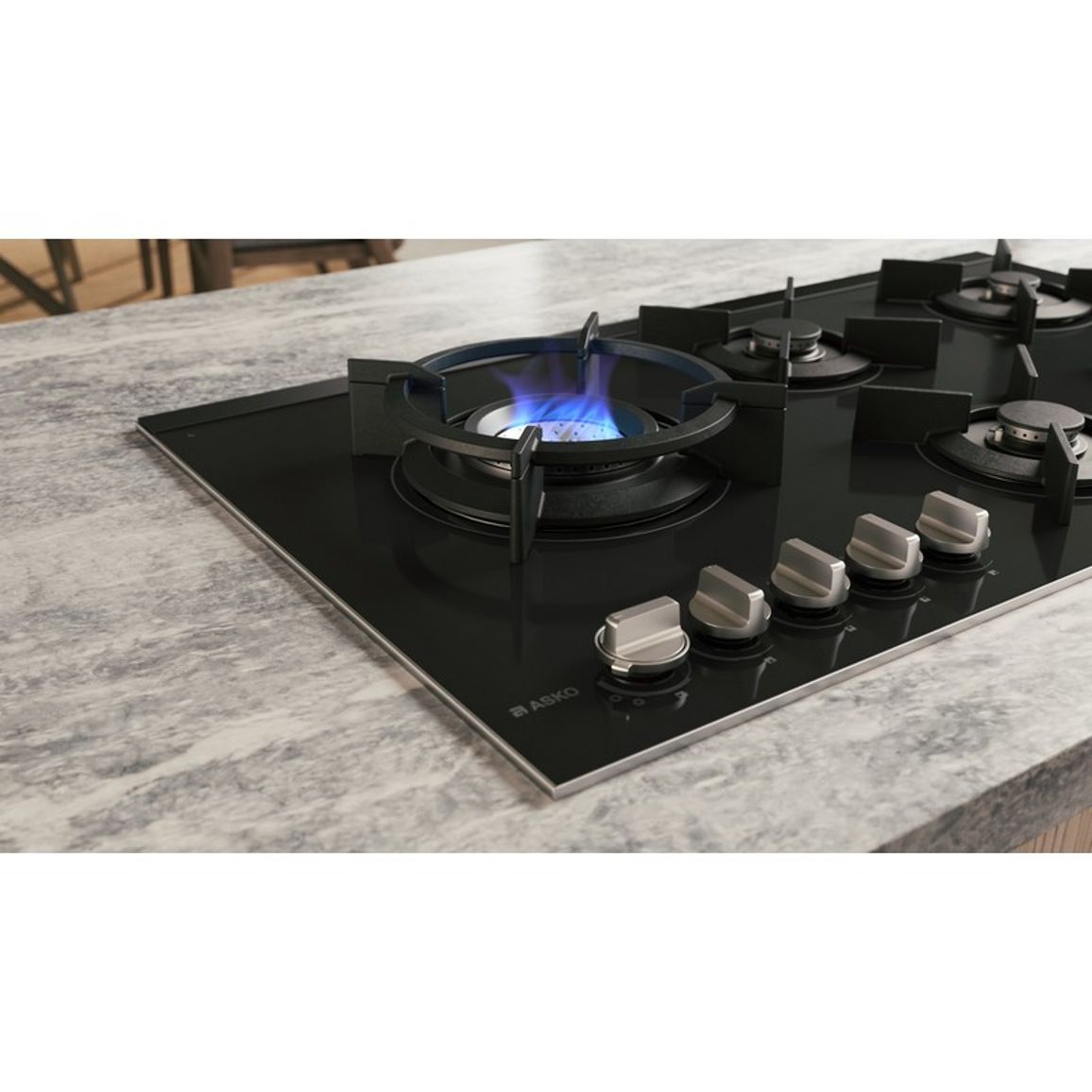 Газовая варочная поверхность HG8953BGB1 черное стекло Asko
