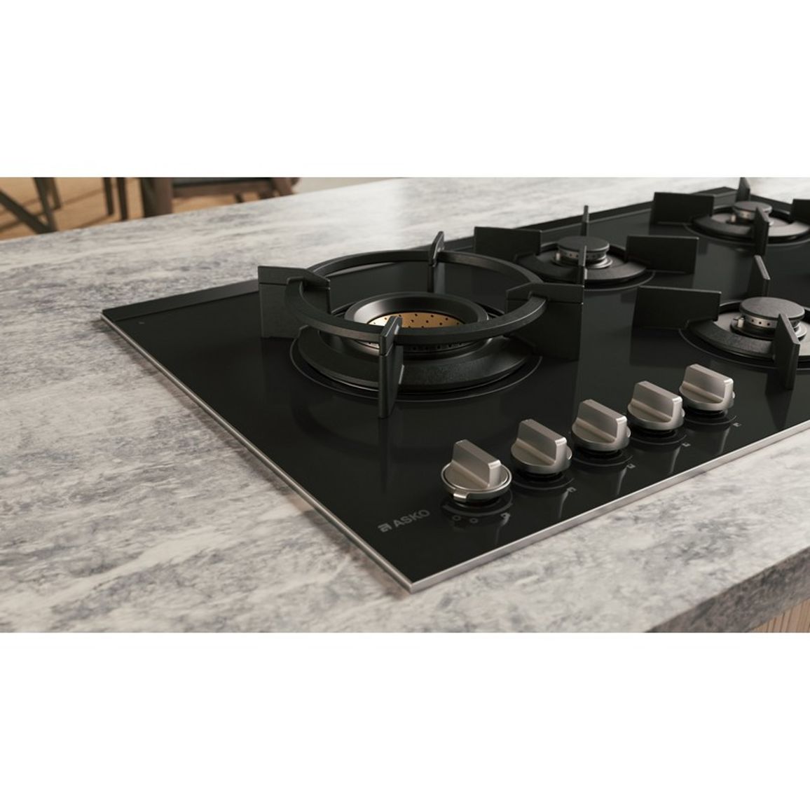Газовая варочная поверхность HG8953BGB1 черное стекло Asko