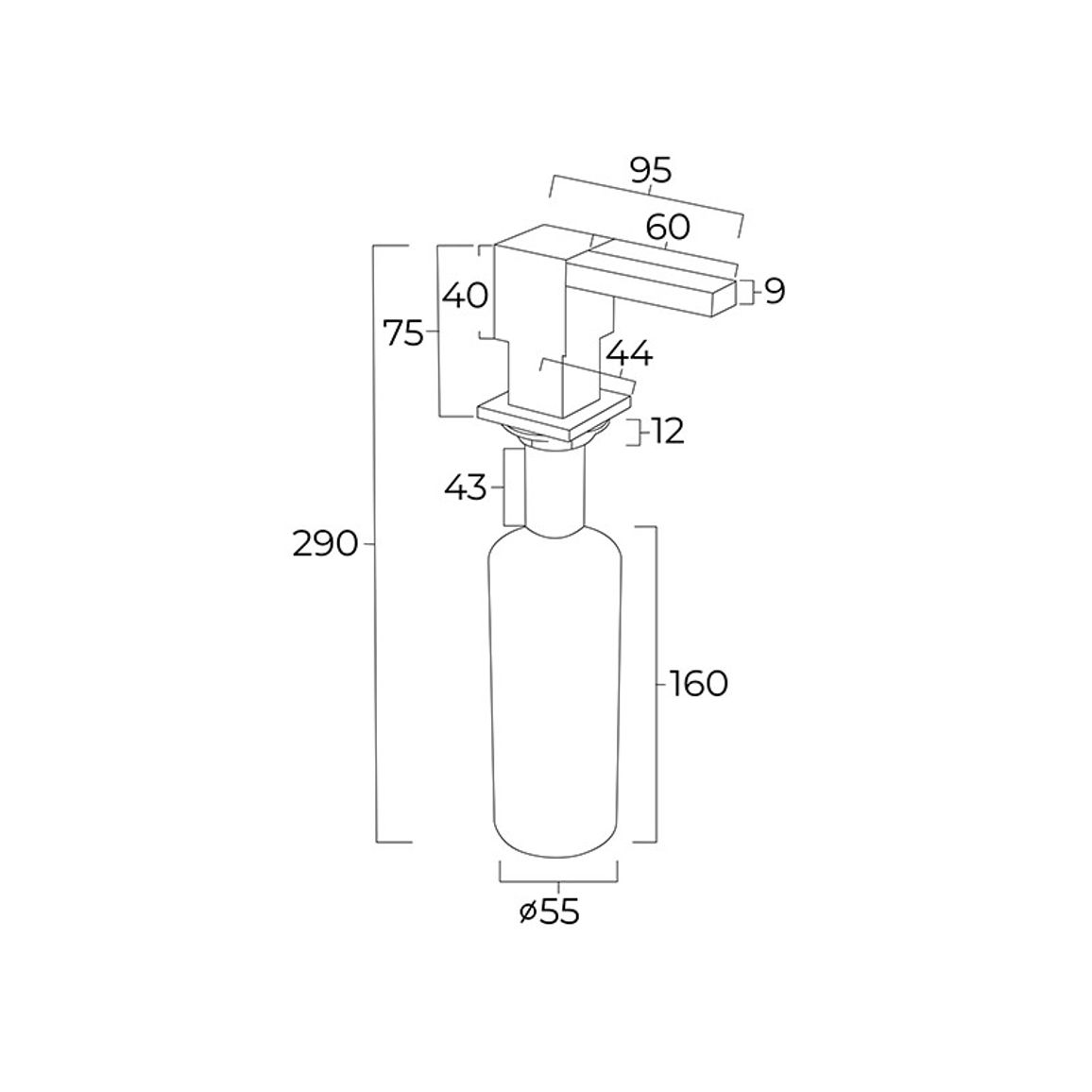 Дозатор SQUARE BLACK 0,35Л чорний Teka (115890041) Дозатор SQUARE BLACK 0,35Л чорний Teka (115890041)