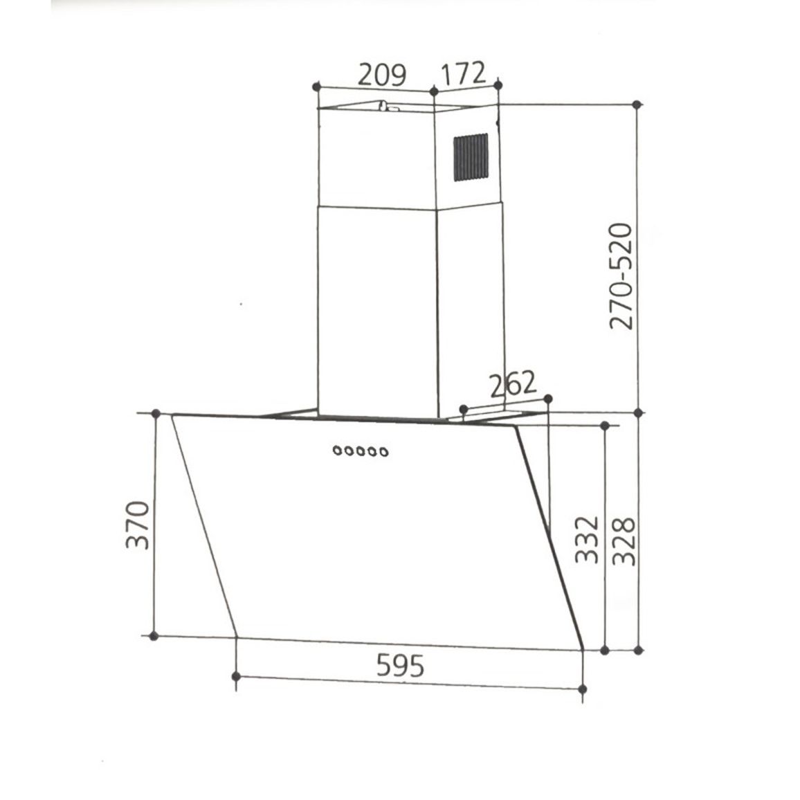 Вытяжка наклонная TEFFI SLIM BL A/60/GL/PB черное стекло INTERLINE
