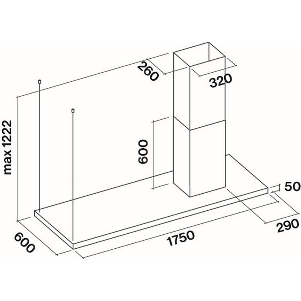 Витяжка острівна LUMEN IS.175 DX 800 RIGHT (CLUI75.E0P2#NEUI490F) Falmec