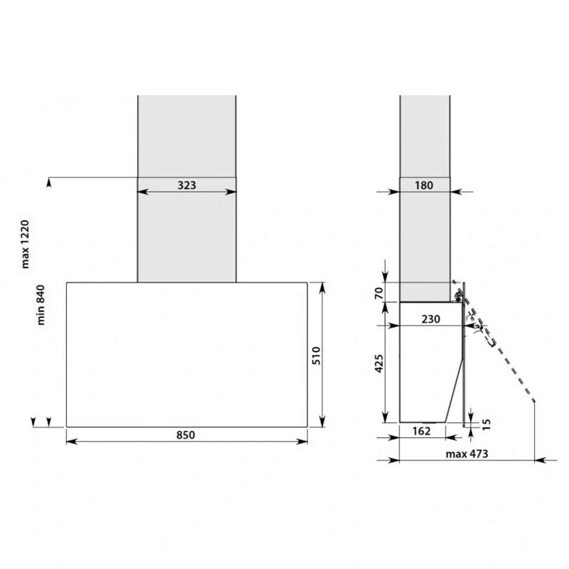 Витяжка пристінна COVER 85 BLACKBOARD GLASS 600 (CCFN85.E0P2#ZZZN460F) Falmec