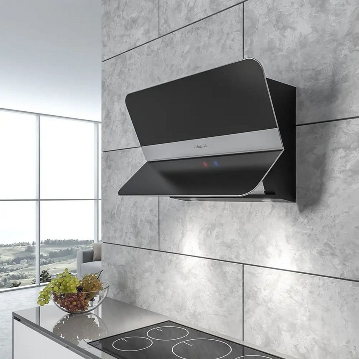Витяжка пристінна FLIPPER 85 NRS BLACK SATIN GLASS 800 (CFPN85.E2P2#ZZZQ490F) Falmec