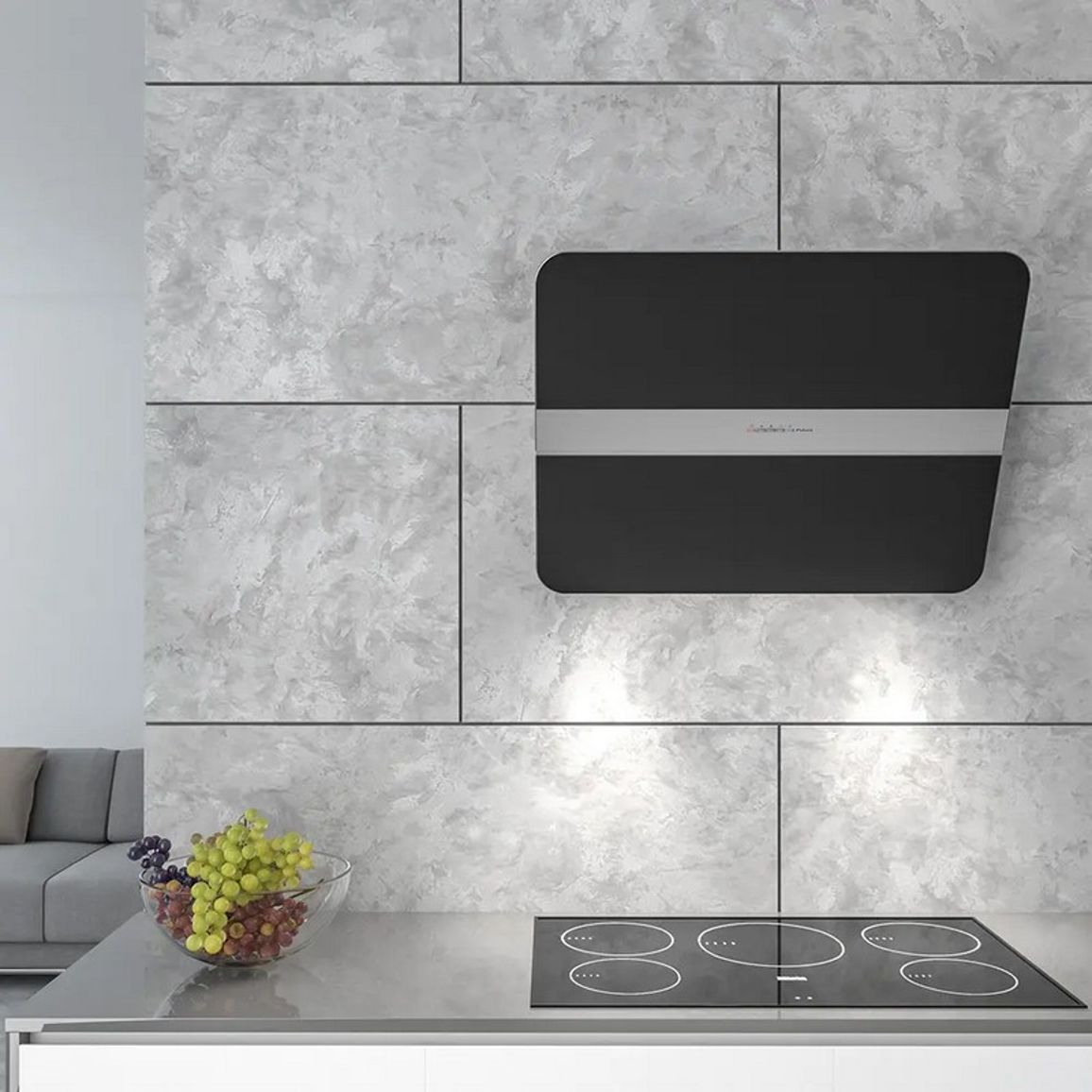 Витяжка пристінна FLIPPER 85 NRS BLACK SATIN GLASS 800 (CFPN85.E2P2#ZZZQ490F) Falmec