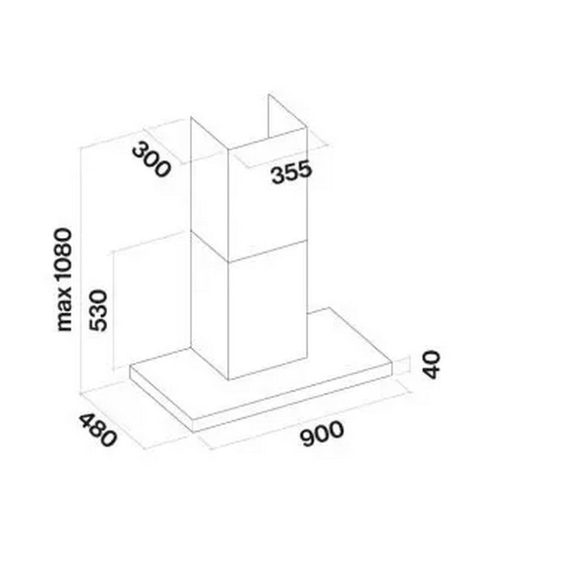 Витяжка пристінна LUMEN 90 NRS IX 800 (CLUN90.E14P2#NEUI490F) Falmec