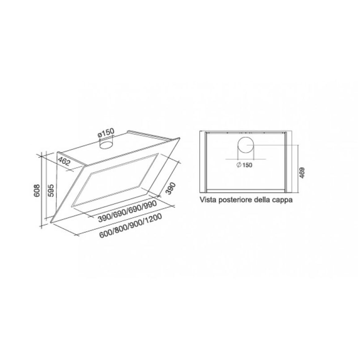 Витяжка пристінна QUASAR EVO/PLUS 120 BLACK GLASS 800 (CQPN20.E0P2#ZZZN491F) Falmec