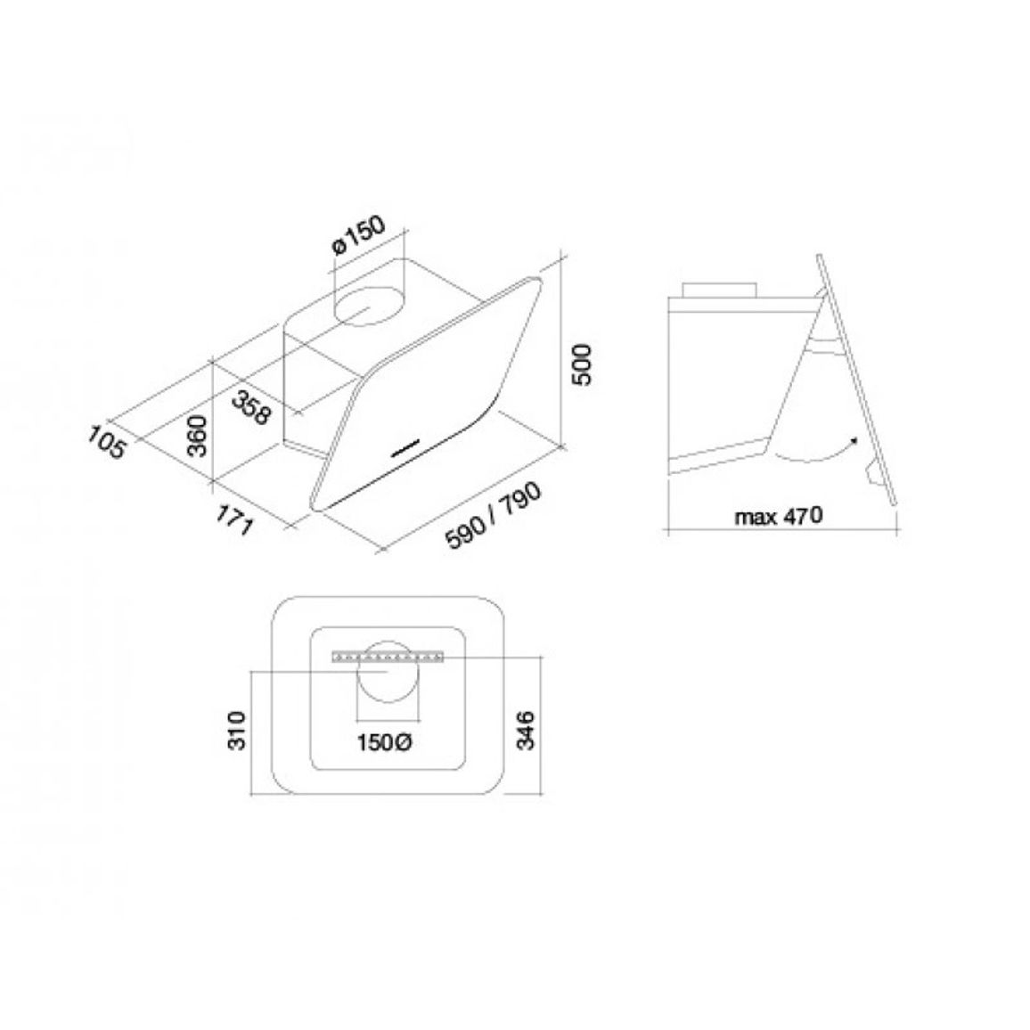 Витяжка пристінна TAB 60 WHITE 800 (CTCN60.E0P2#ZZZB491F) Falmec