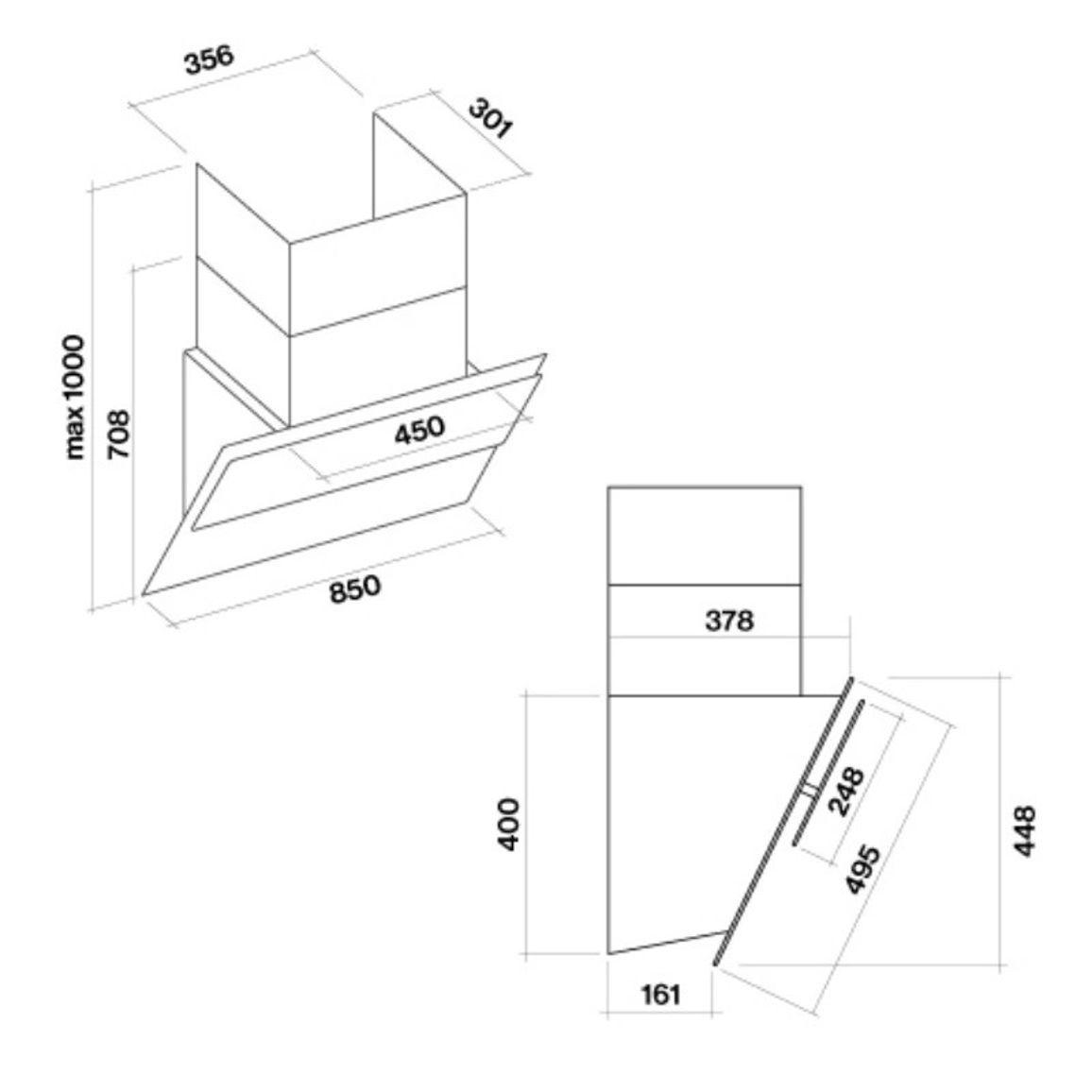 Витяжка пристінна VERSO NRS 85 BLACK (CVXN85.E1P2#ZZZN490F) Falmec