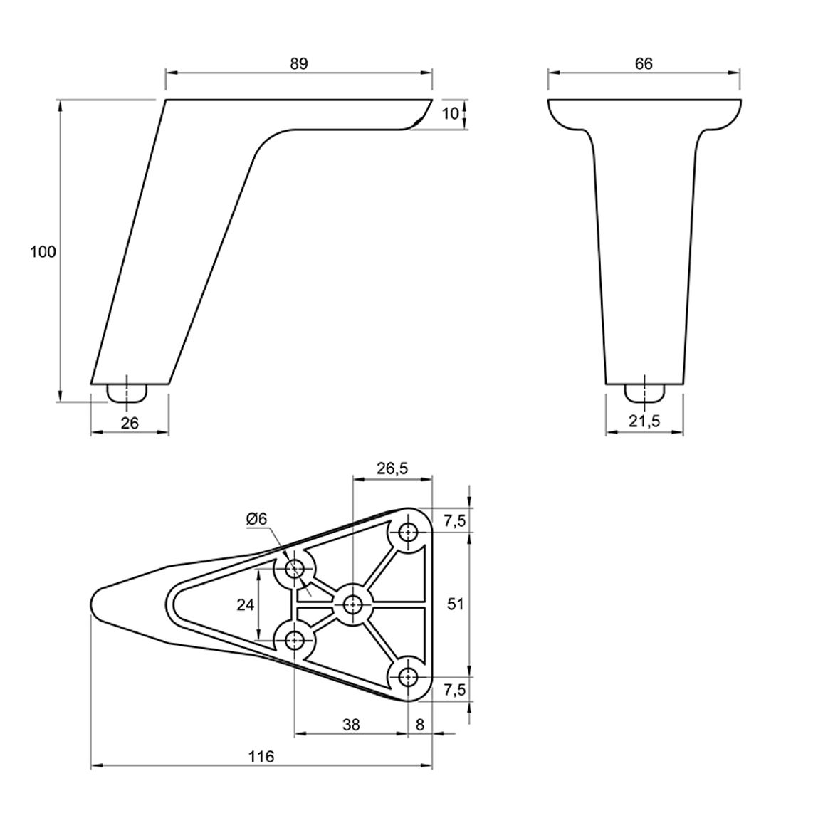 Мебельная ножка Ferro Fiori M 12080, h=100мм, макс. 200кг, чёрный Мебельная ножка Ferro Fiori M 12080, h=100мм, макс. 200кг, чёрный