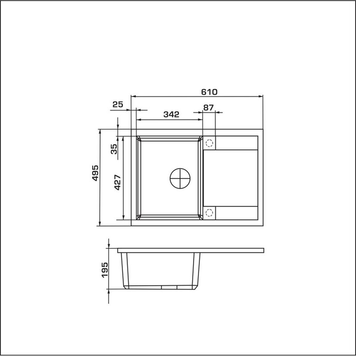 Мийка ALTEA black shine (610*500mm.) граніт Granado Мийка ALTEA black shine (610*500mm.) граніт Granado