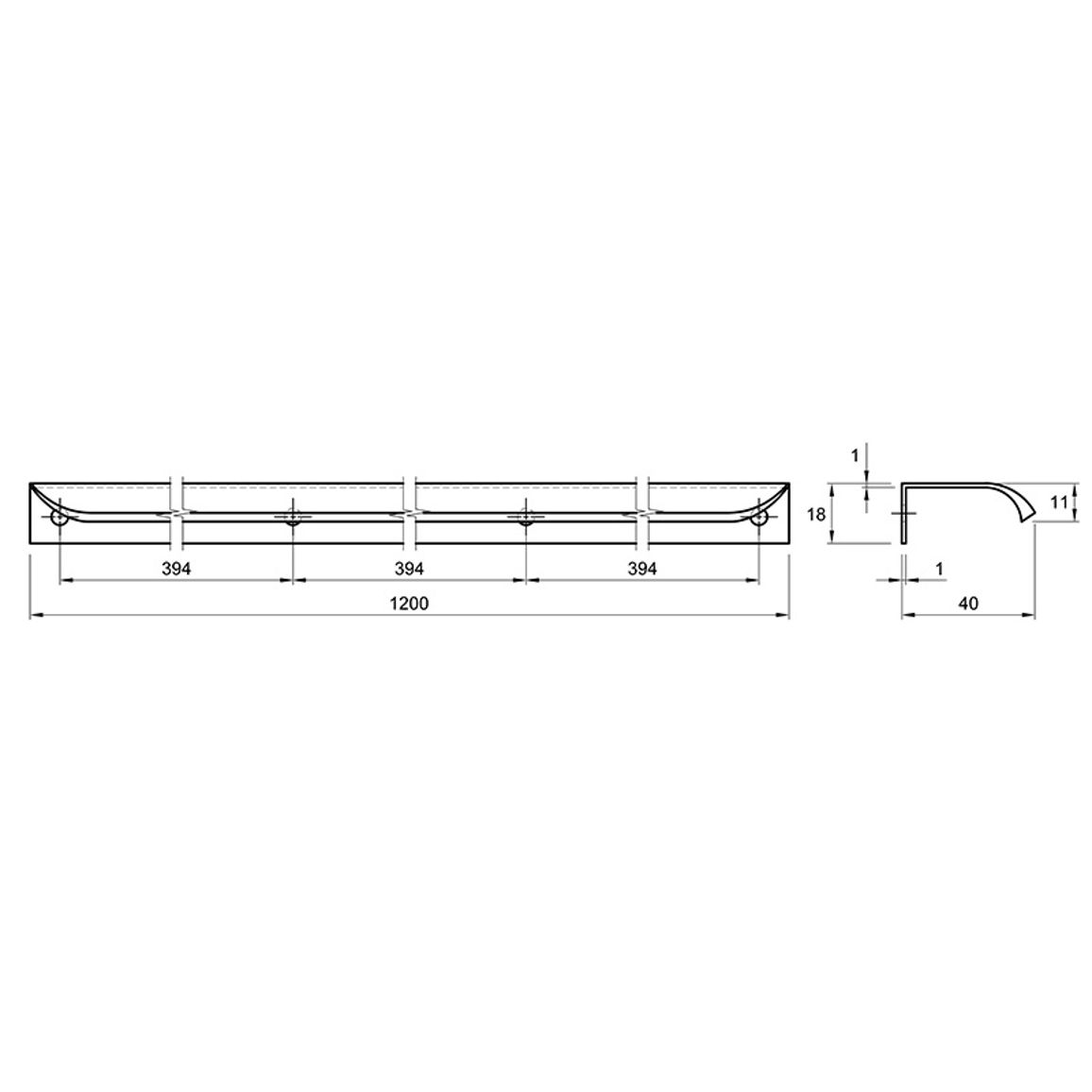 Ручка LT22 / 1180/1200 матовое золото