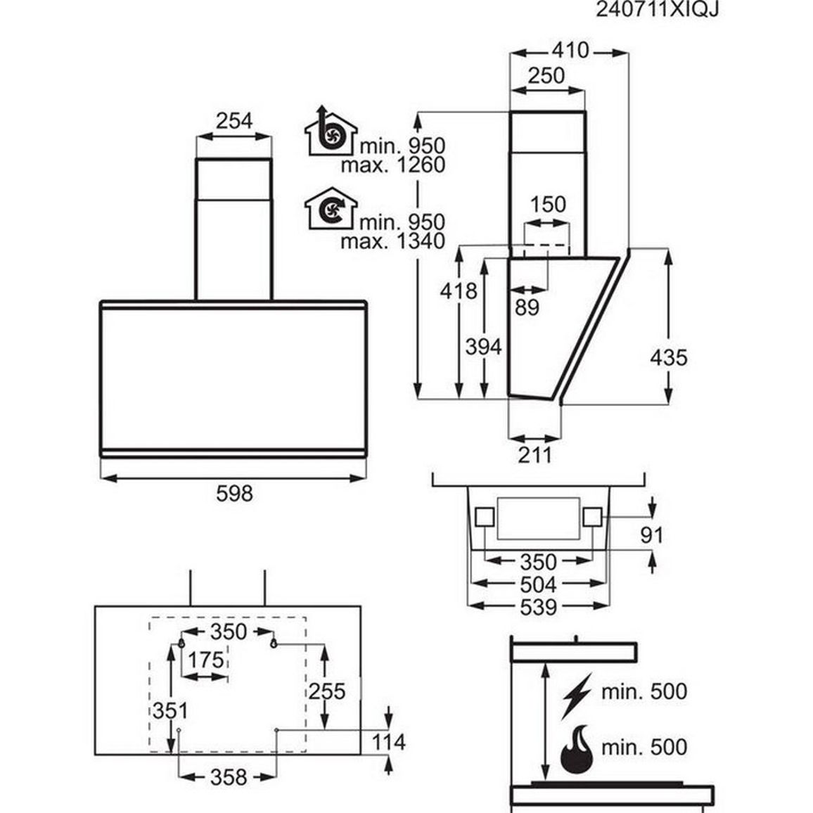 Вытяжка пристенная GV77D61SB Hob2Hood AEG Вытяжка пристенная GV77D61SB Hob2Hood AEG