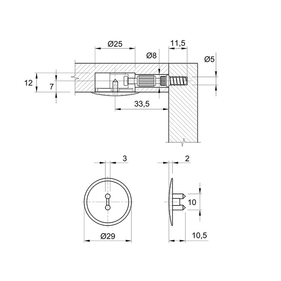 Заглушка для стяжки Rastex 25, пластик, белая (0013117) Hettich Заглушка для стяжки Rastex 25, пластик, белая (0013117) Hettich