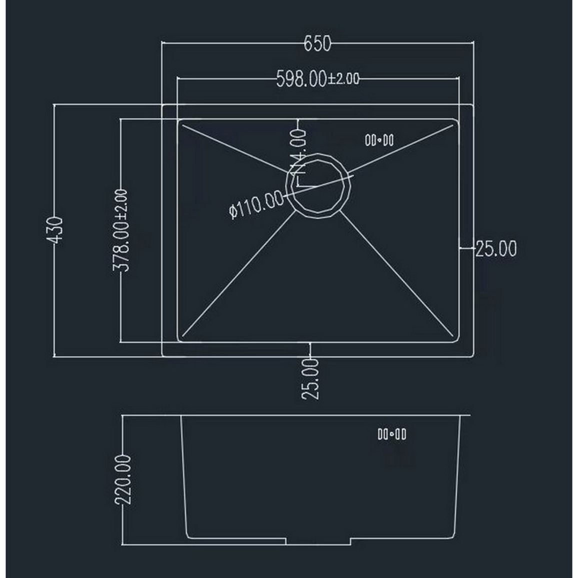 Мойка стальная Under top L STEEL S304 (650*430*220mm) GRANADO Мойка стальная Under top L STEEL S304 (650*430*220mm) GRANADO