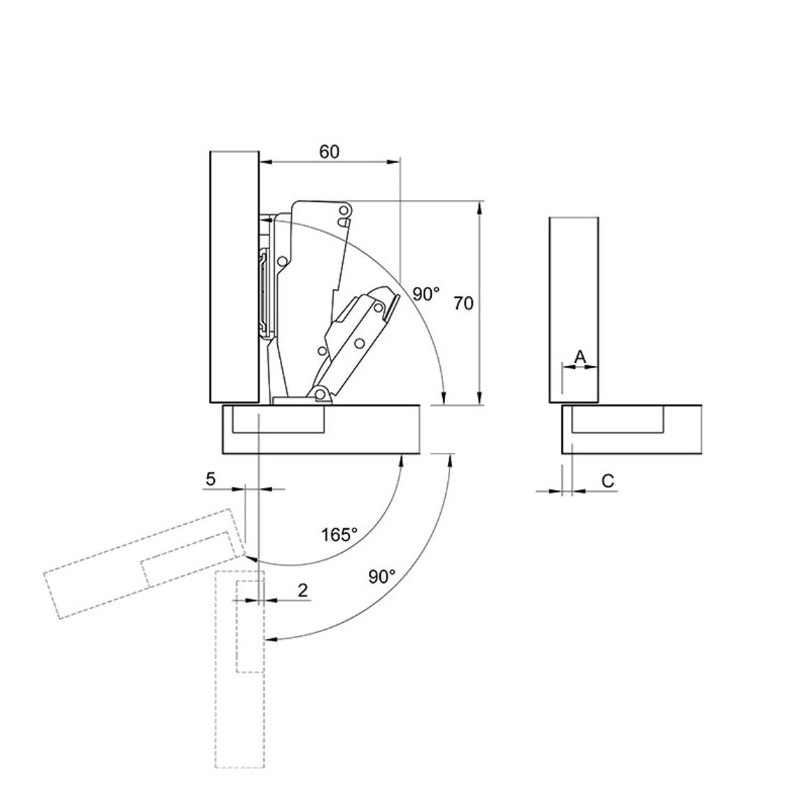 Петля Clip-On, 165°, трансформер, без пружини, никель, 3D Muller Profi Line Петля Clip-On, 165°, трансформер, без пружини, никель, 3D Muller Profi Line