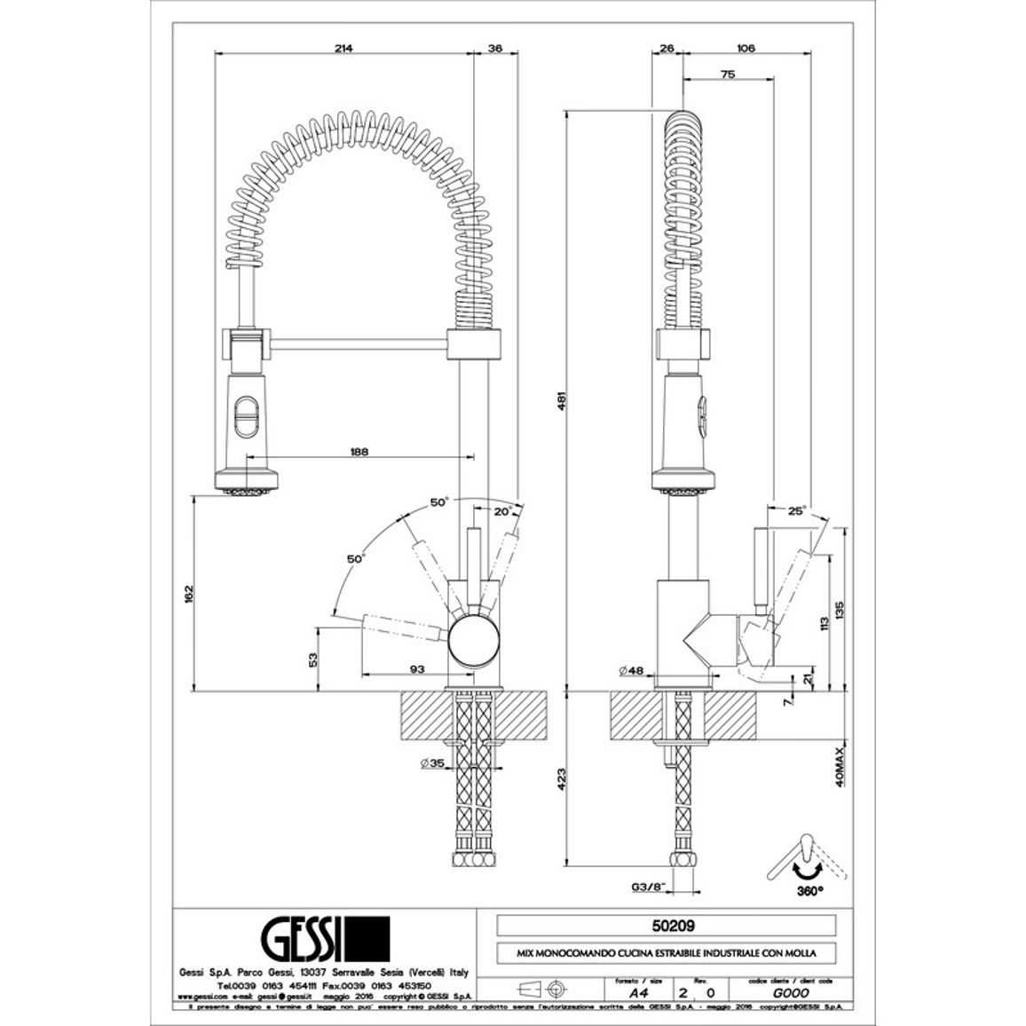 Смеситель для кухни Neutron Chrome (50209031) Gessi Смеситель для кухни Neutron Chrome (50209031) Gessi