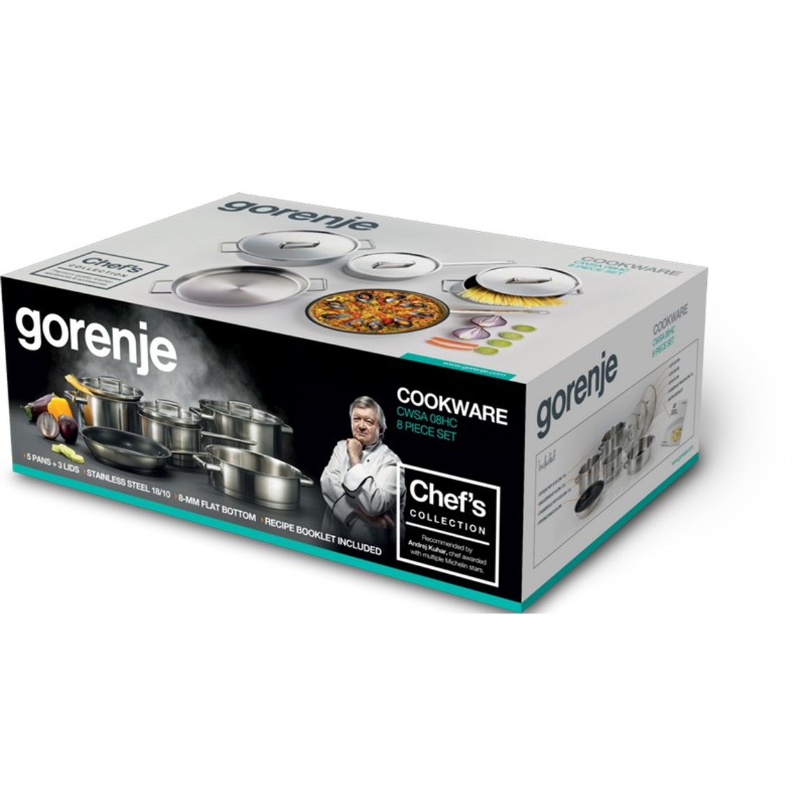 Набір посуду CWSA08HC CHEF'S COLLECTION, 8 предметів, нержавіюча сталь , Gorenje Набір посуду CWSA08HC CHEF'S COLLECTION, 8 предметів, нержавіюча сталь , Gorenje