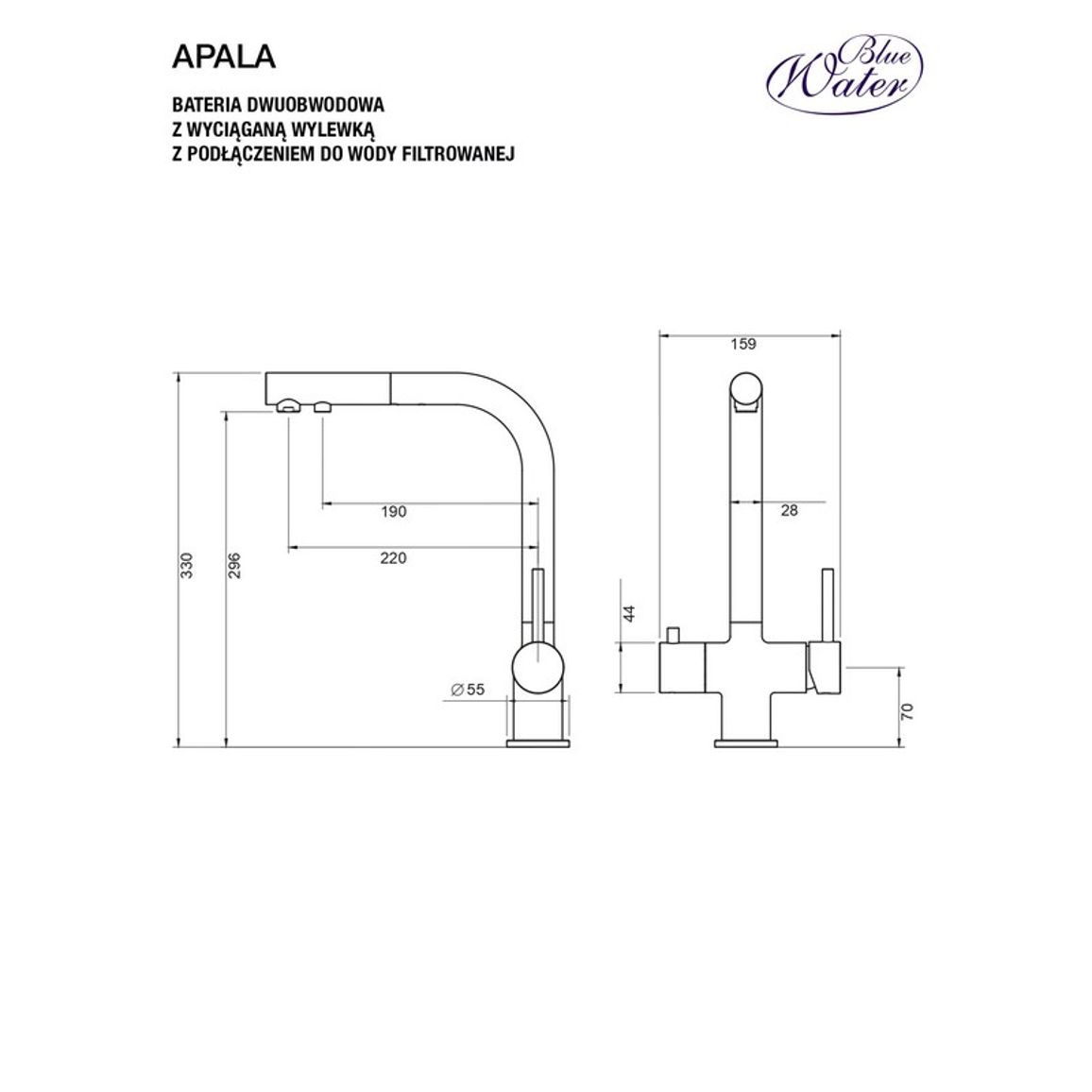 Змішувач APALA хром Blue Water (5901730616231)