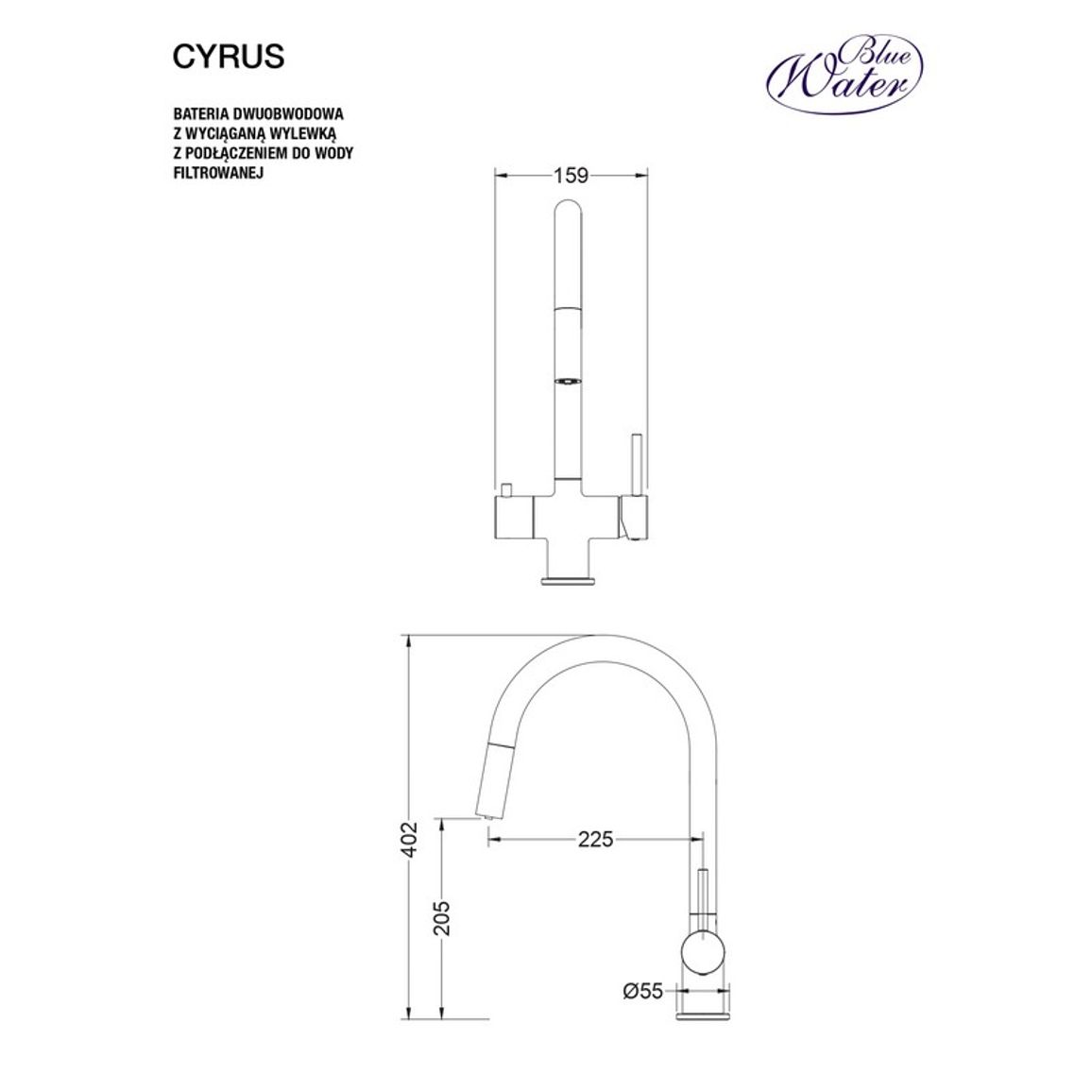 Змішувач CYRUS сталь Blue Water (5901730616620) Змішувач CYRUS сталь Blue Water (5901730616620)