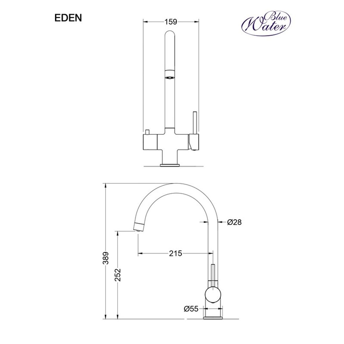 Змішувач EDEN чорний матовий Blue Water (5901730616538) Змішувач EDEN чорний матовий Blue Water (5901730616538)