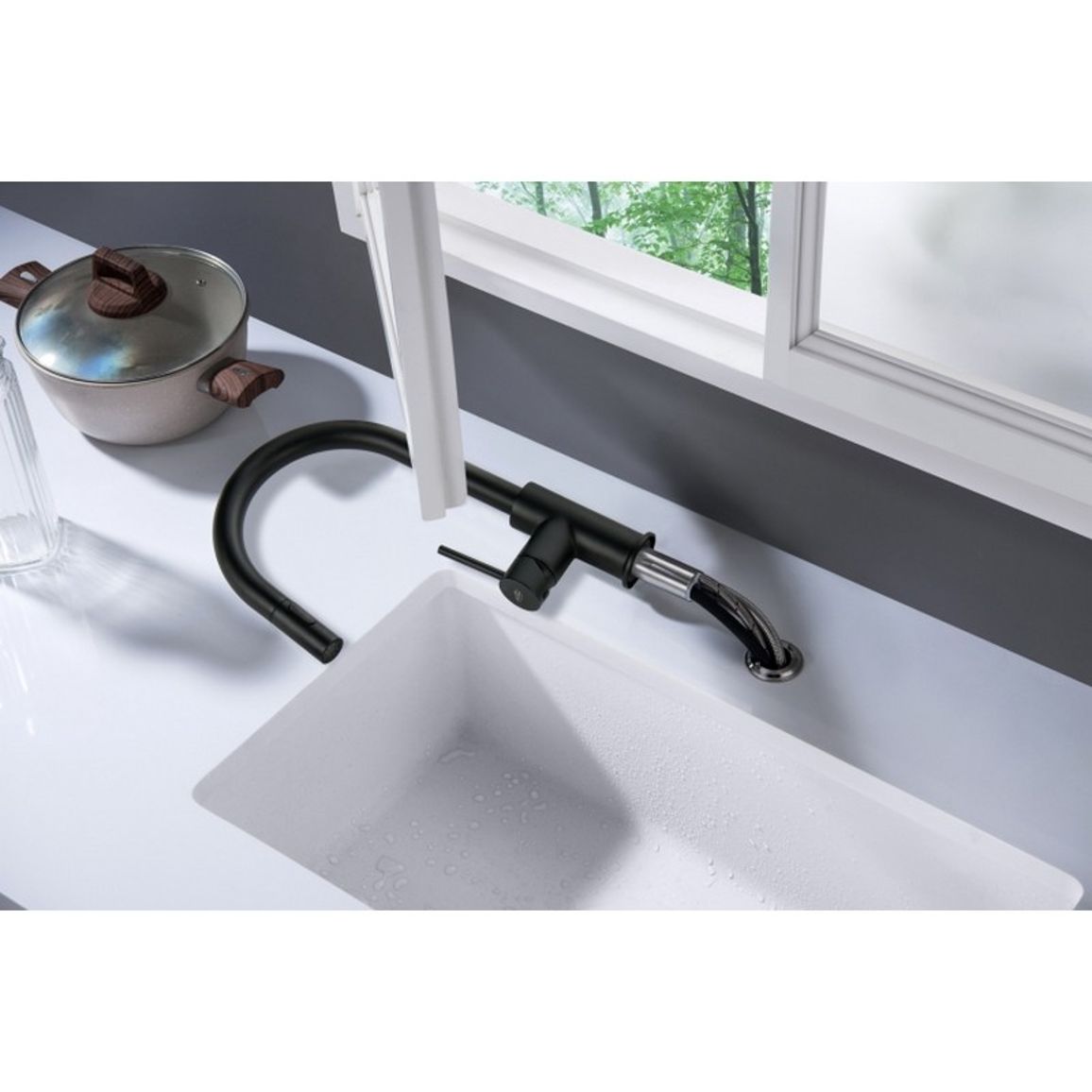 Змішувач PLAZA PLUS WINDOW чорний матовий Blue Water (5901730617634)