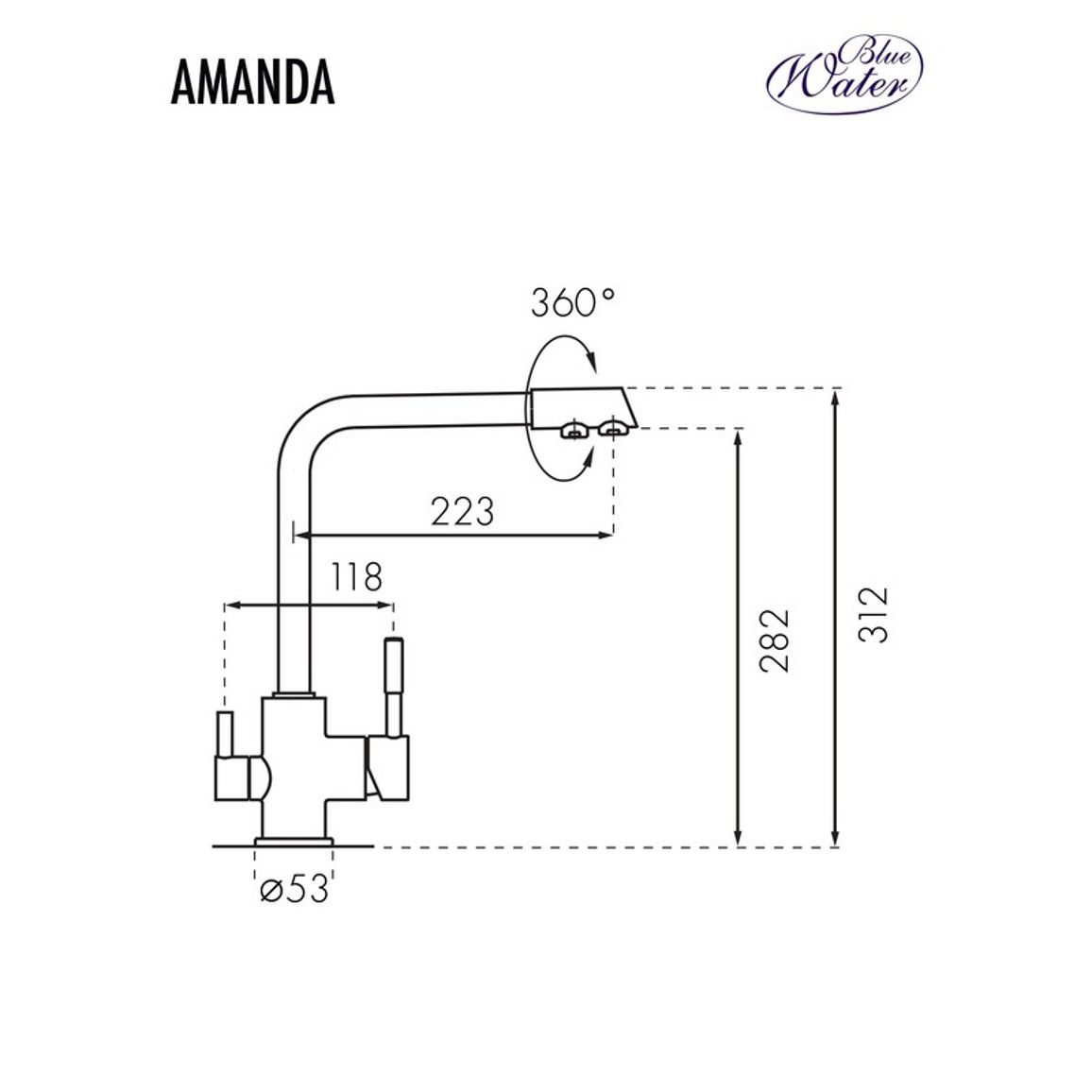 Змішувач AMANDA антична латунь Blue Water (5901730616514)