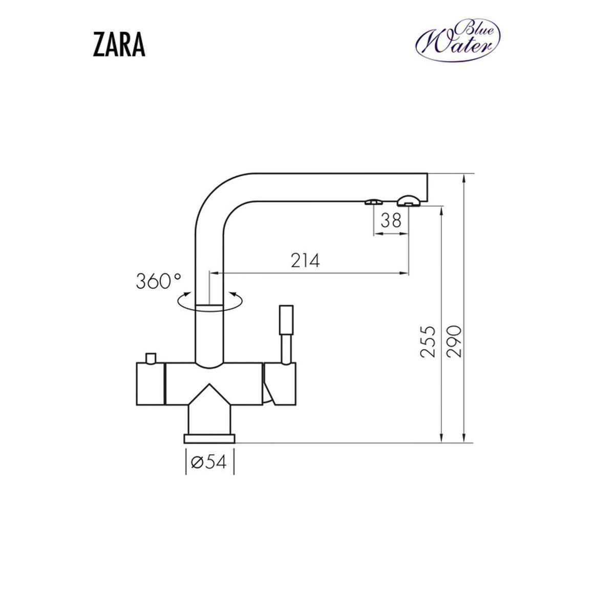 Змішувач ZARA нерж сталь Blue Water (5901730611298)