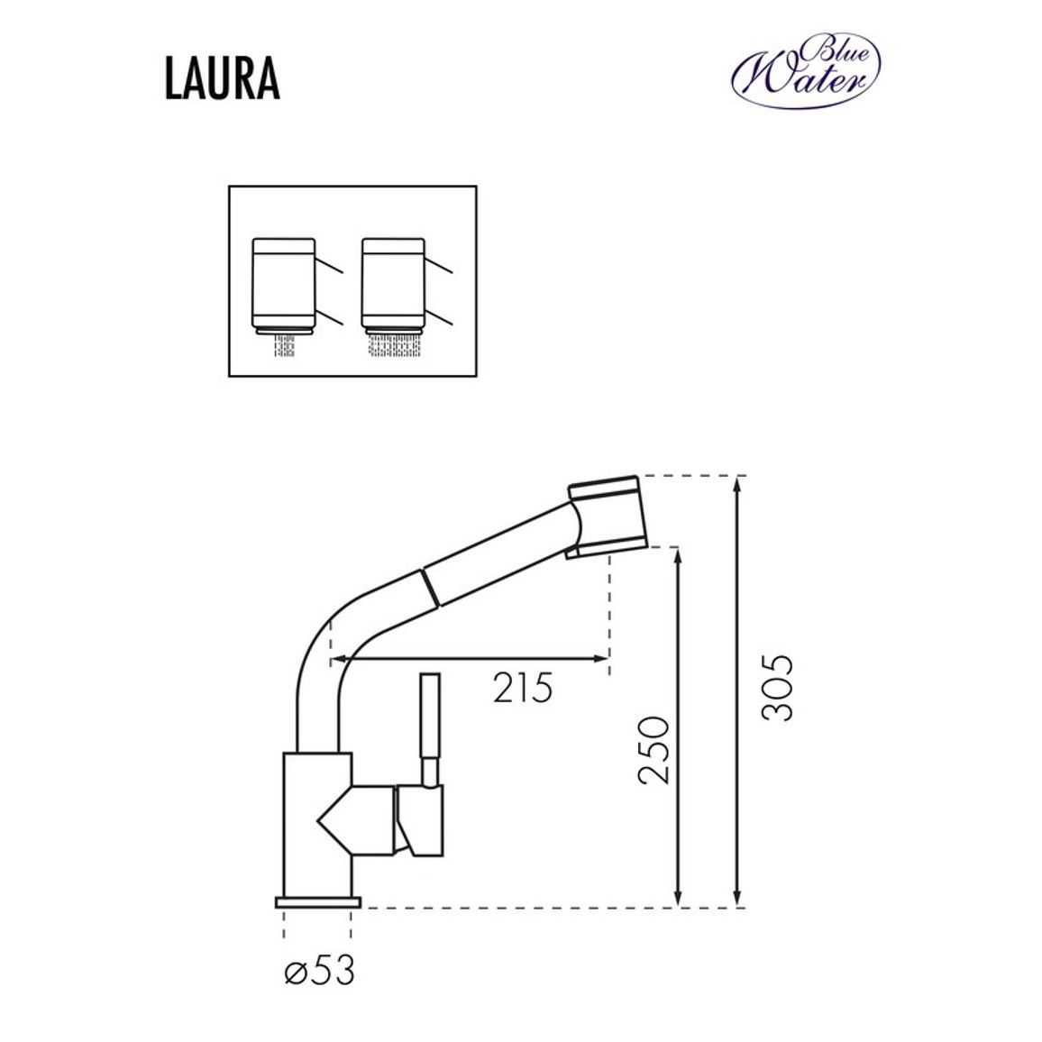 Змішувач LAURA хром Blue Water (5901730610475) Змішувач LAURA хром Blue Water (5901730610475)