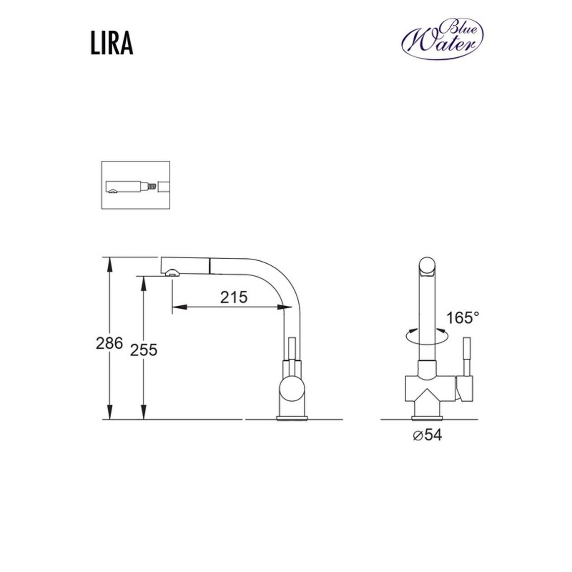 Змішувач LIRA чорний матовий Blue Water (5901730615647) Змішувач LIRA чорний матовий Blue Water (5901730615647)
