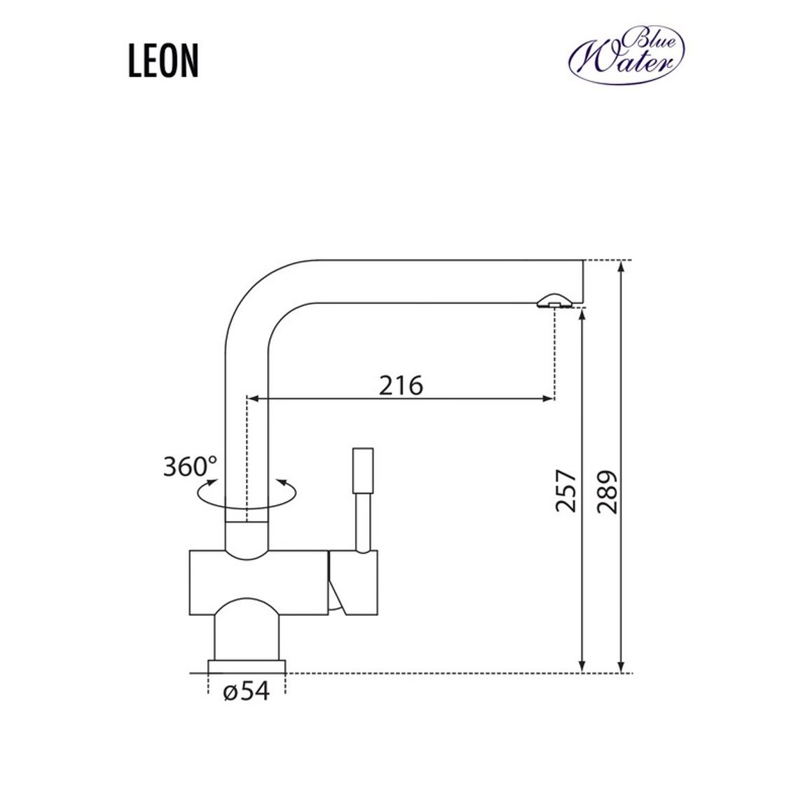 Змішувач LEON Inox Blue Water (5901730611199) Змішувач LEON Inox Blue Water (5901730611199)