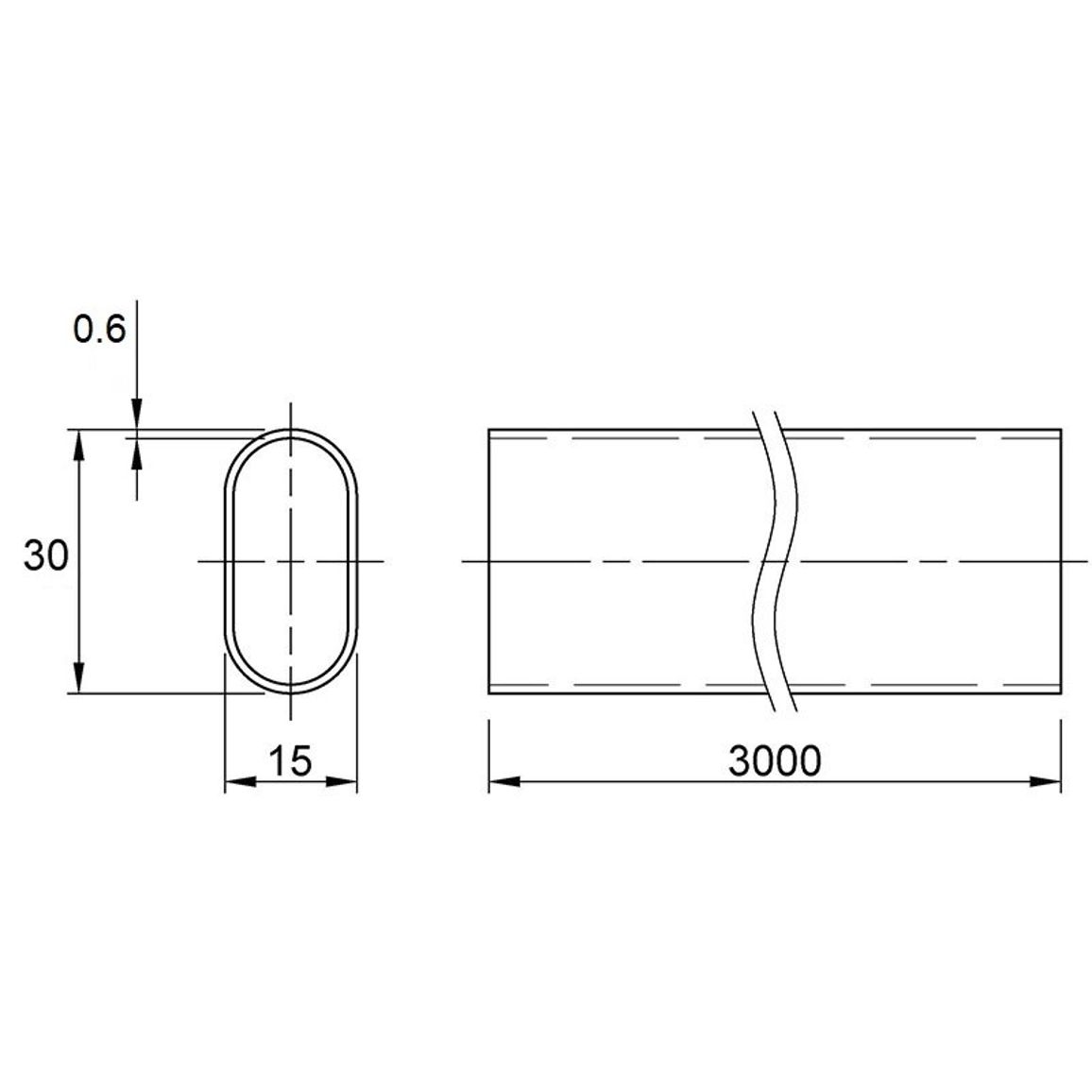 Труба овальная Ferro Fiori 30х15 L=3000мм хром (м.п) Труба овальная Ferro Fiori 30х15 L=3000мм хром (м.п)