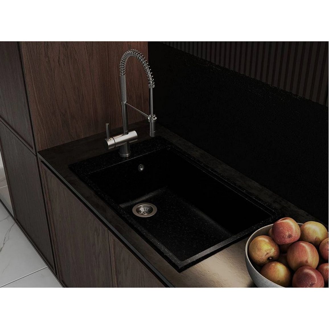 Кухонна мийка LAGOON 760 black shine mirastone Miraggio Кухонна мийка LAGOON 760 black shine mirastone Miraggio