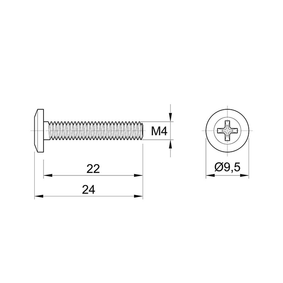 Винт М4 L=22мм с плоской шляпкой, никель, Muller Винт М4 L=22мм с плоской шляпкой, никель, Muller