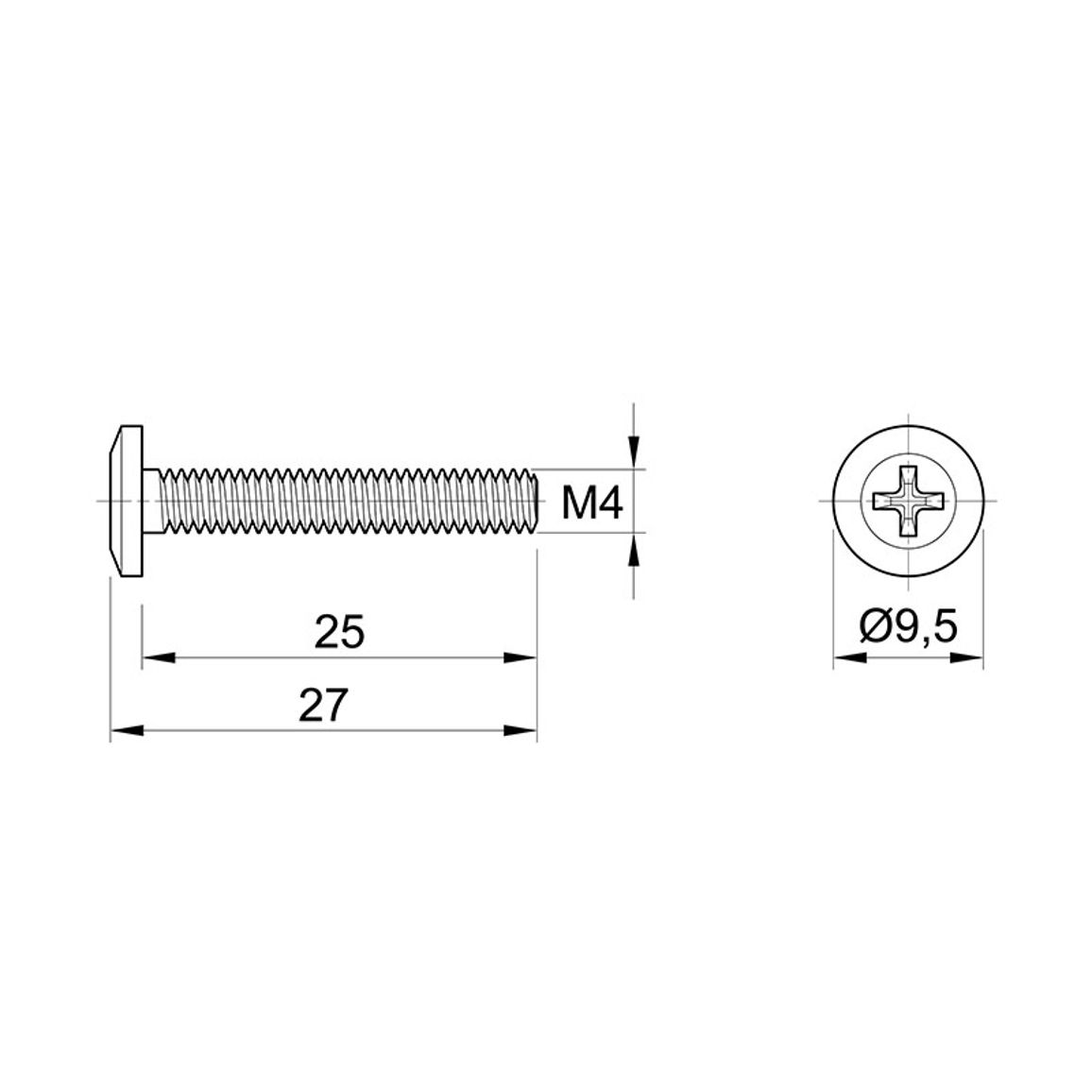 Винт М4 L=25мм с плоской шляпкой, никель, Muller Винт М4 L=25мм с плоской шляпкой, никель, Muller